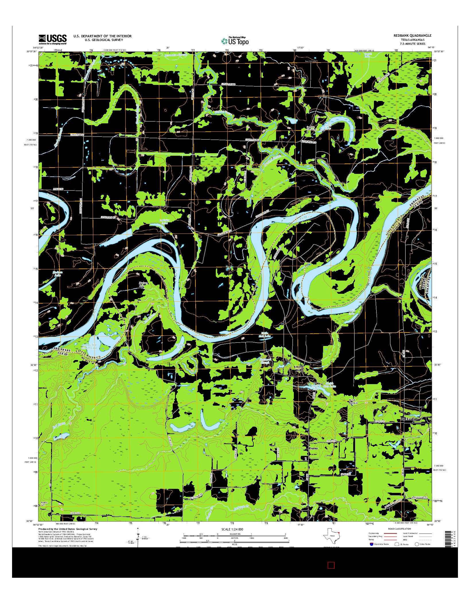 USGS US TOPO 7.5-MINUTE MAP FOR REDBANK, TX-AR 2016