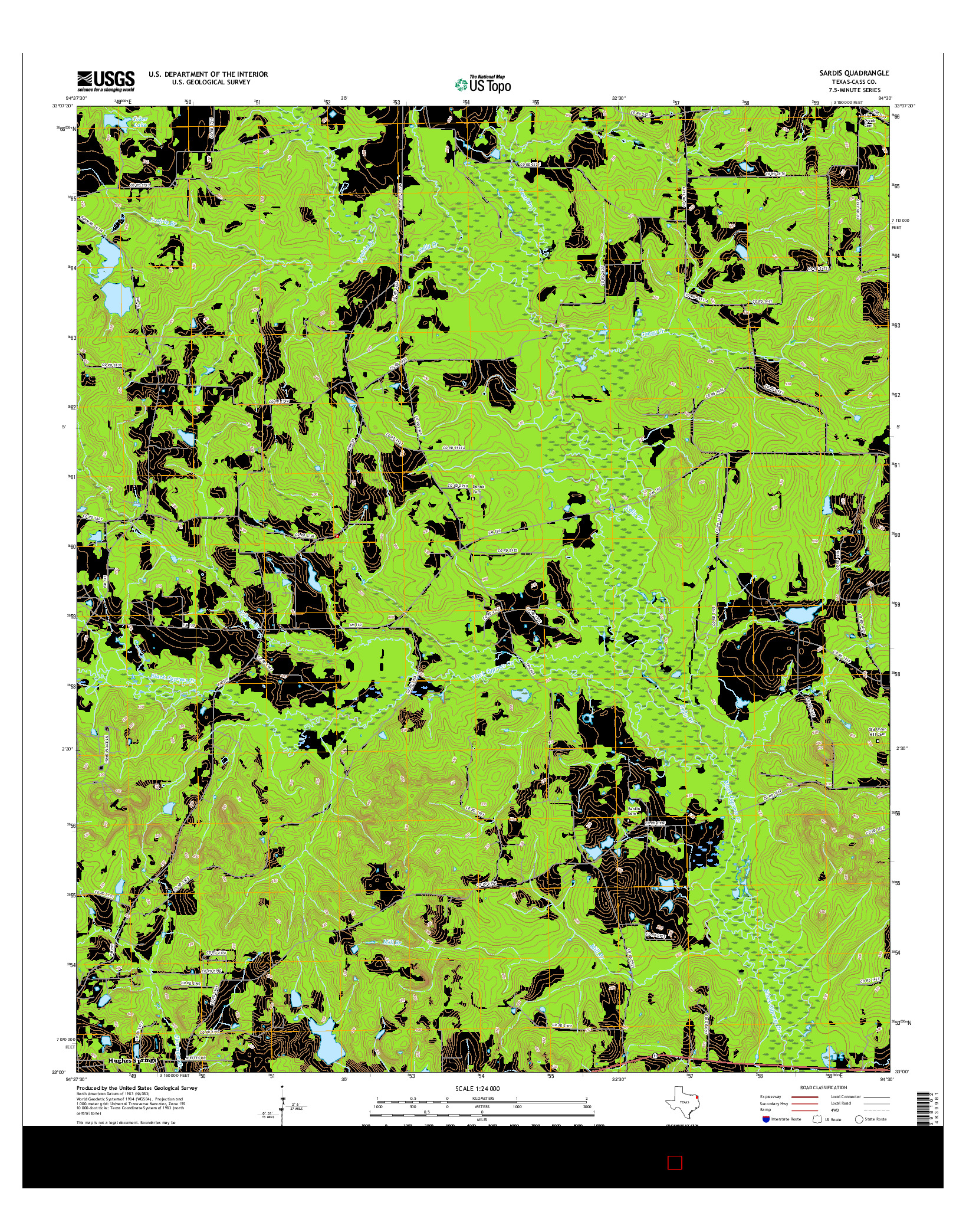 USGS US TOPO 7.5-MINUTE MAP FOR SARDIS, TX 2016