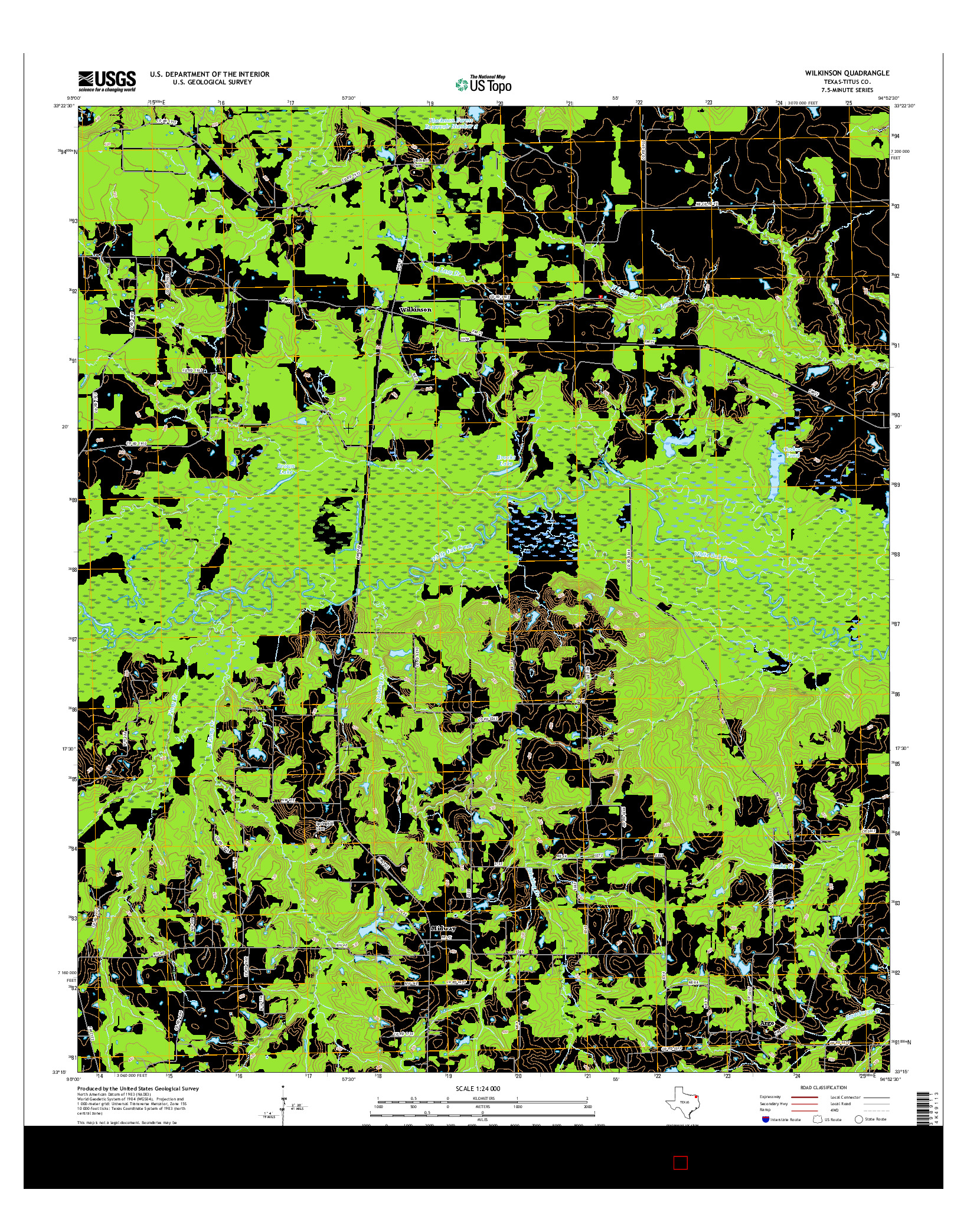 USGS US TOPO 7.5-MINUTE MAP FOR WILKINSON, TX 2016