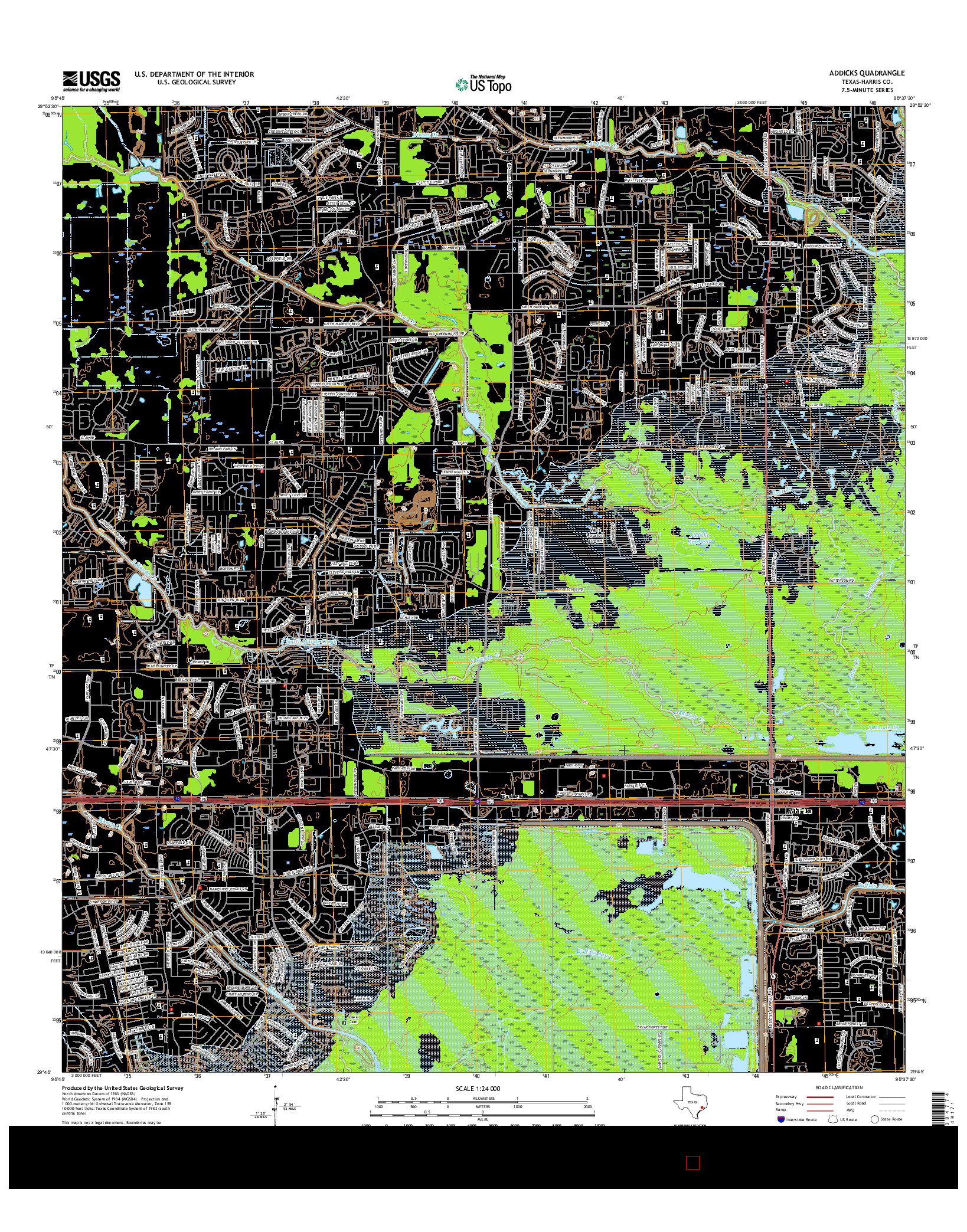 USGS US TOPO 7.5-MINUTE MAP FOR ADDICKS, TX 2016