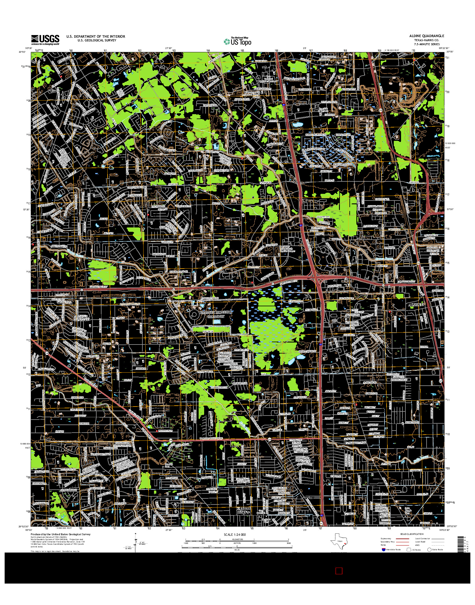 USGS US TOPO 7.5-MINUTE MAP FOR ALDINE, TX 2016