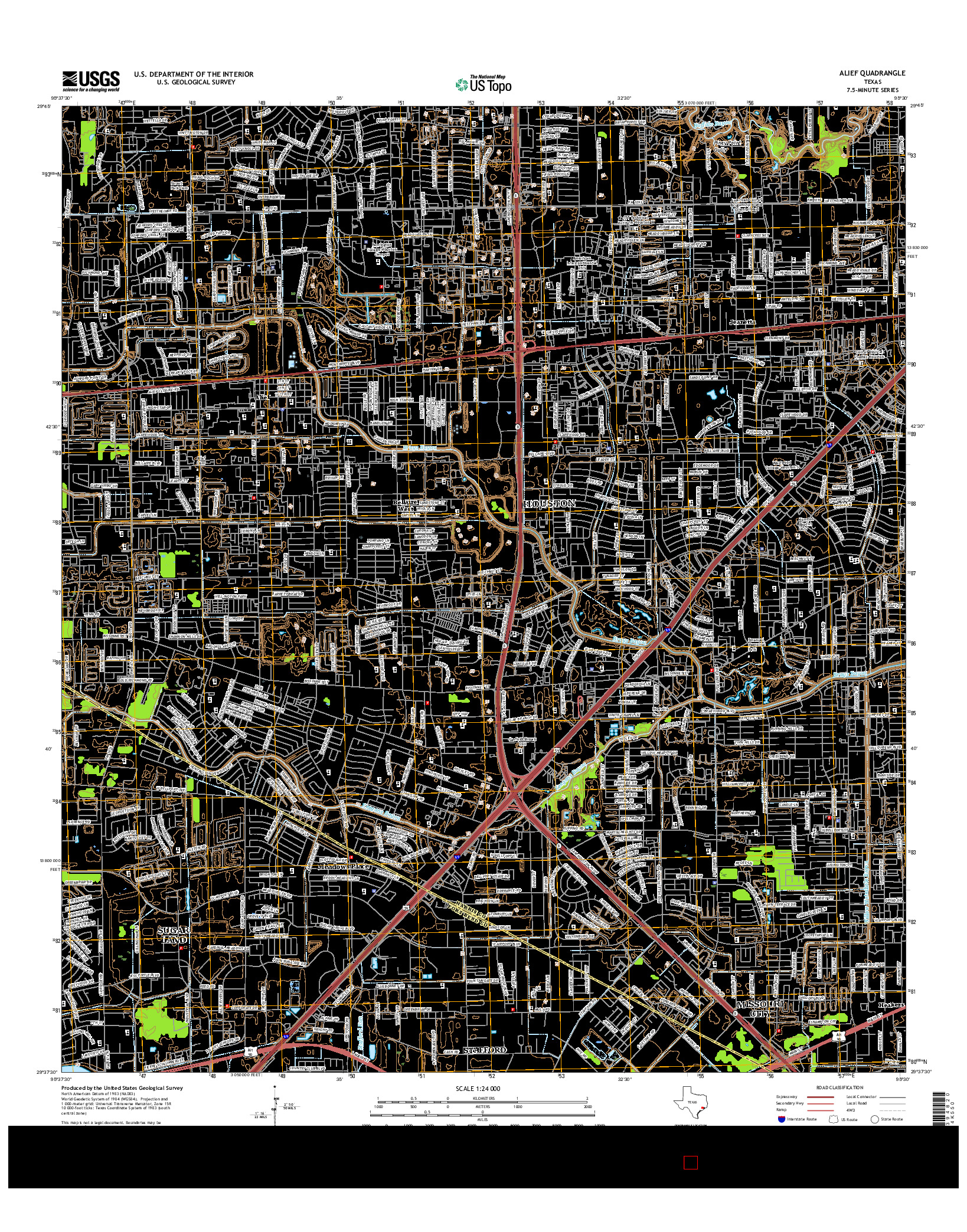 USGS US TOPO 7.5-MINUTE MAP FOR ALIEF, TX 2016