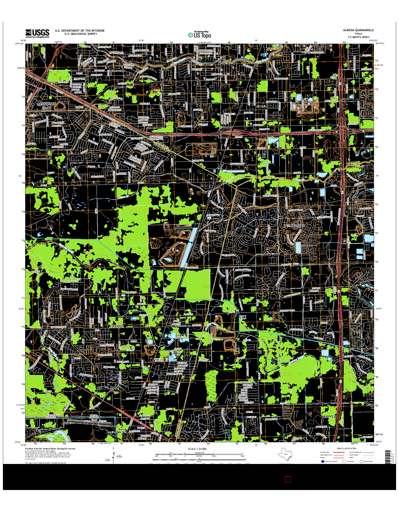 USGS US TOPO 7.5-MINUTE MAP FOR ALMEDA, TX 2016