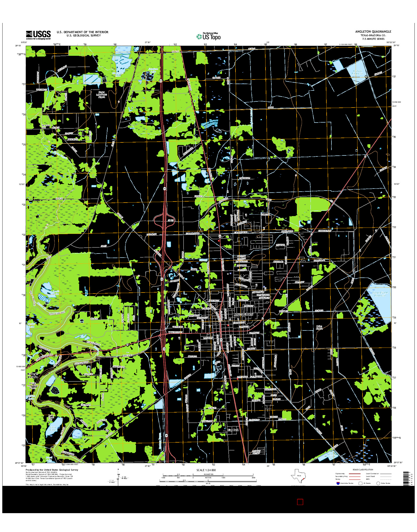 USGS US TOPO 7.5-MINUTE MAP FOR ANGLETON, TX 2016