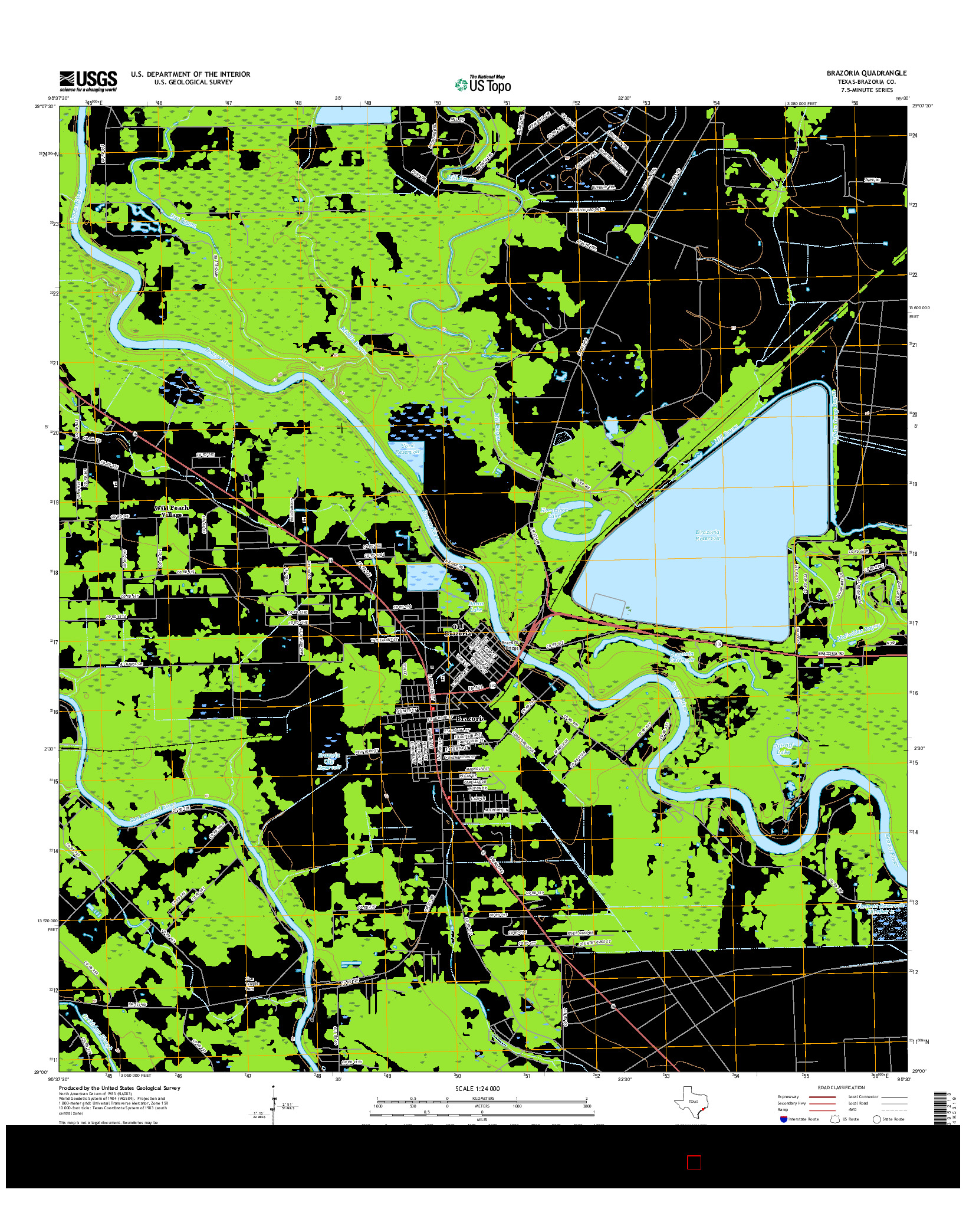 USGS US TOPO 7.5-MINUTE MAP FOR BRAZORIA, TX 2016