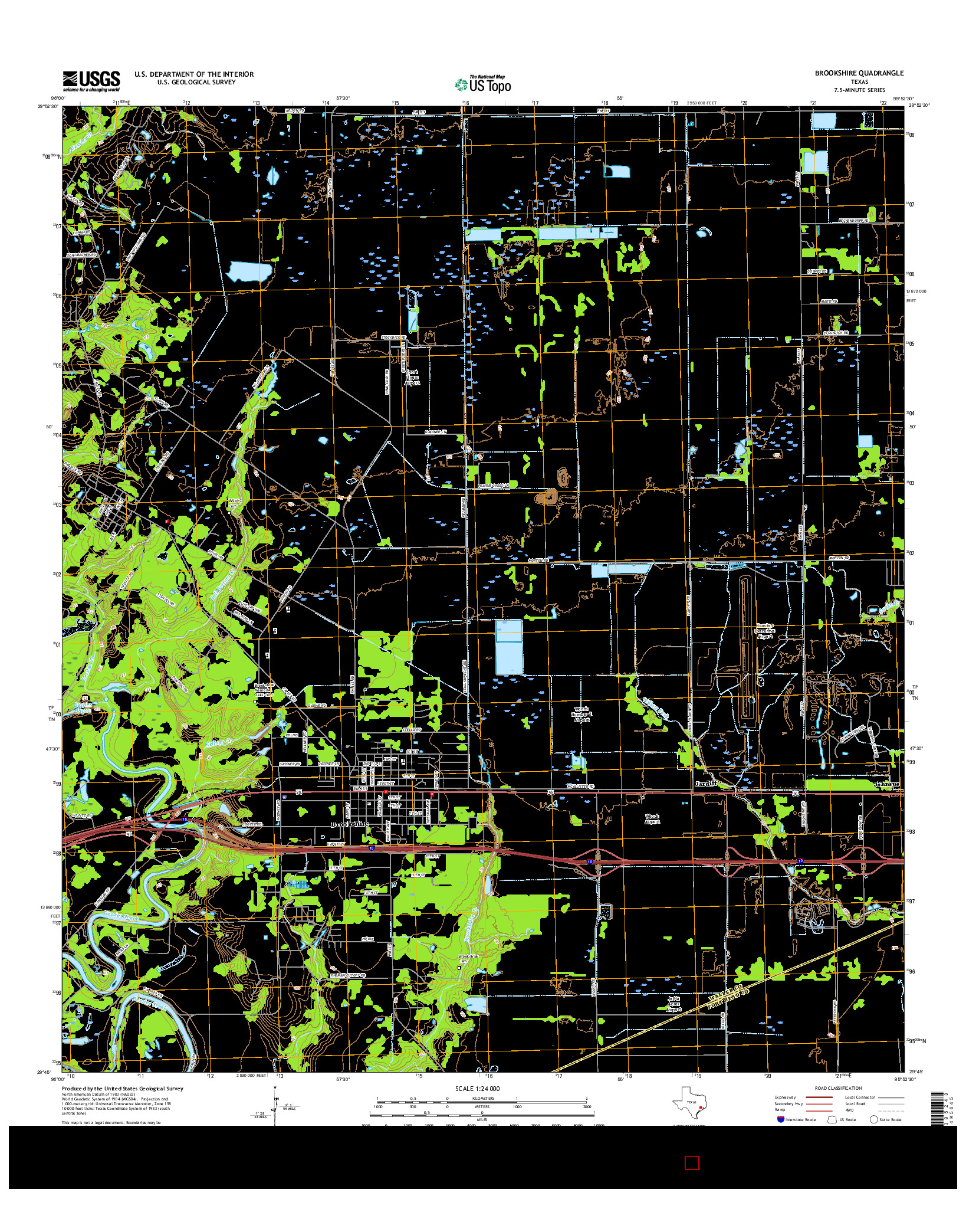 USGS US TOPO 7.5-MINUTE MAP FOR BROOKSHIRE, TX 2016