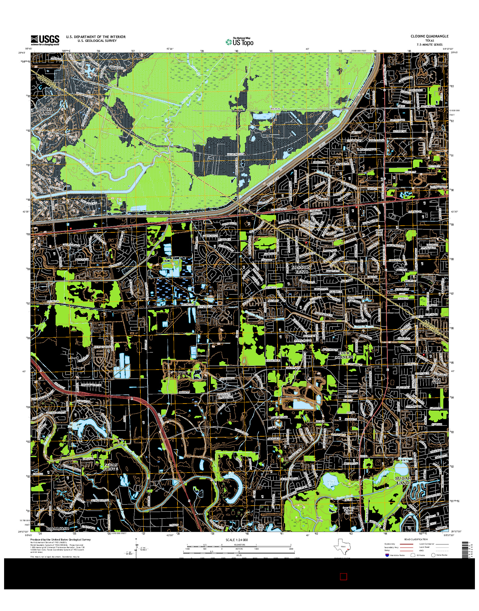 USGS US TOPO 7.5-MINUTE MAP FOR CLODINE, TX 2016