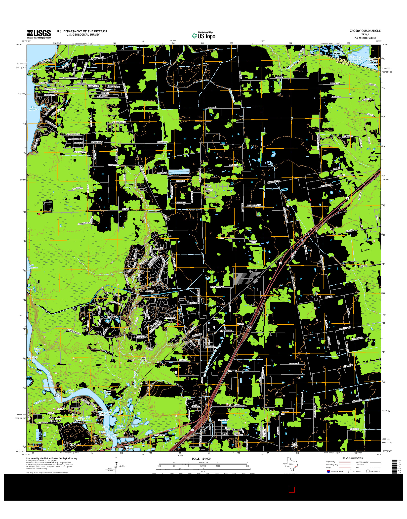 USGS US TOPO 7.5-MINUTE MAP FOR CROSBY, TX 2016