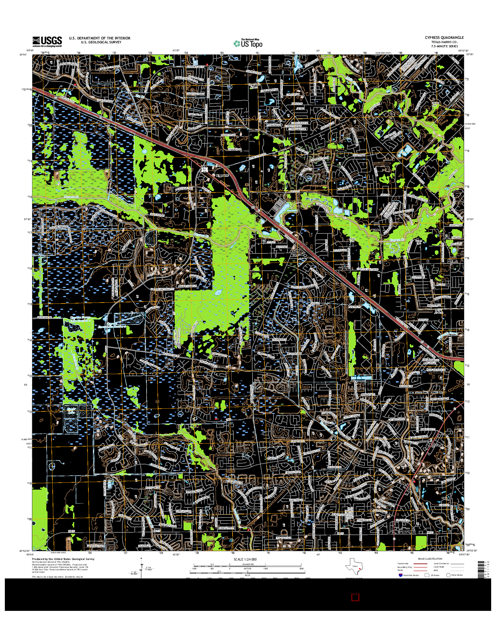 USGS US TOPO 7.5-MINUTE MAP FOR CYPRESS, TX 2016