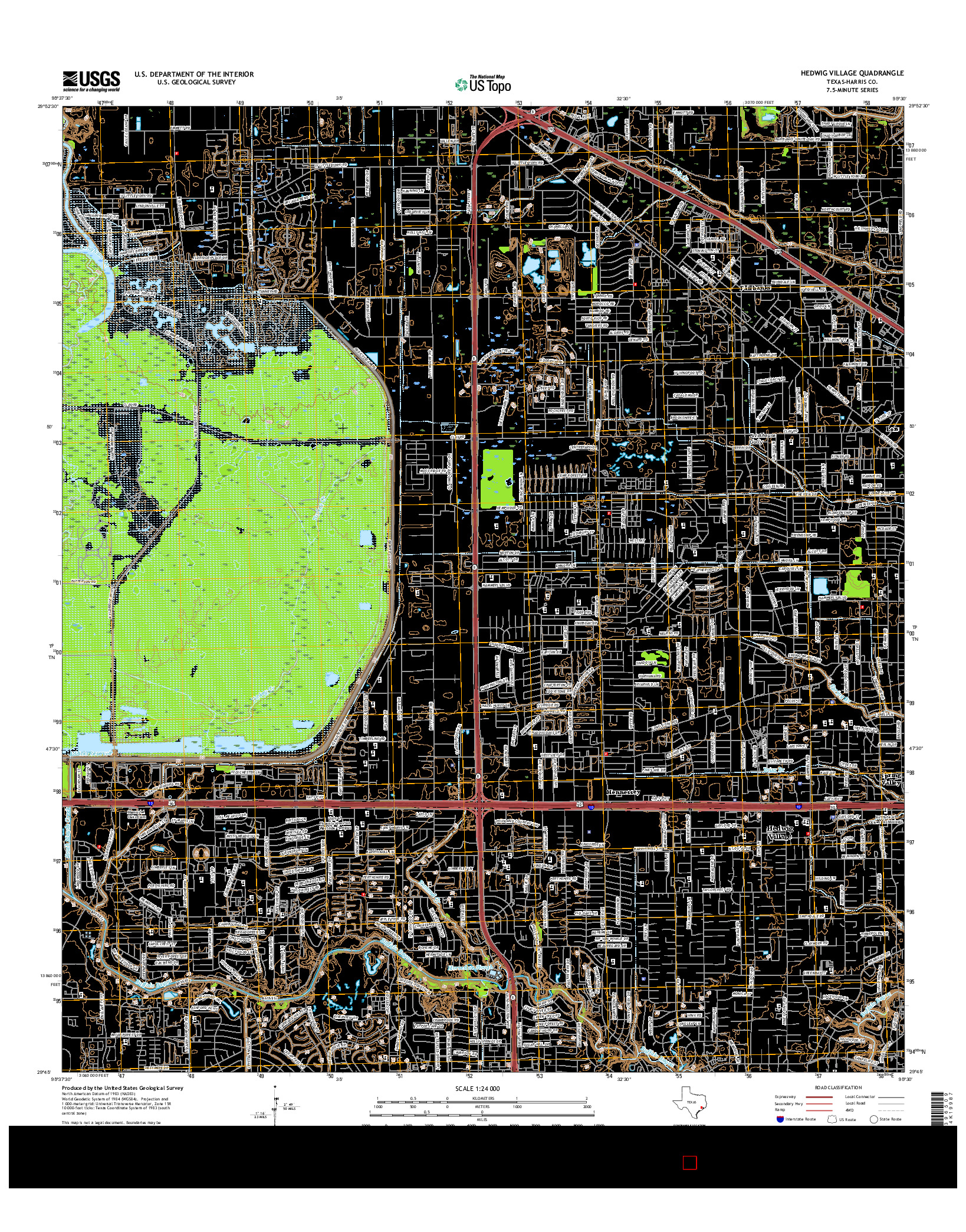 USGS US TOPO 7.5-MINUTE MAP FOR HEDWIG VILLAGE, TX 2016