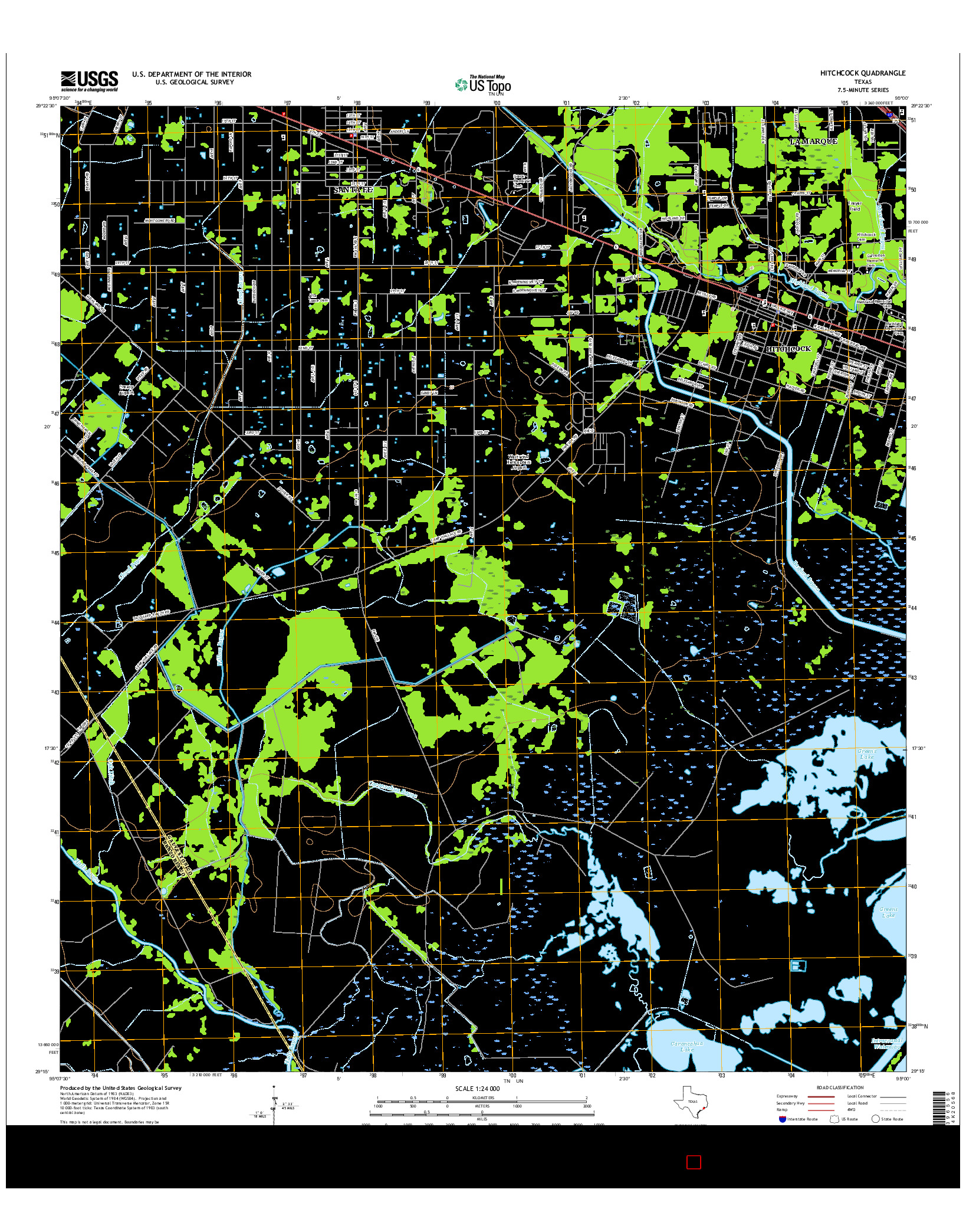 USGS US TOPO 7.5-MINUTE MAP FOR HITCHCOCK, TX 2016