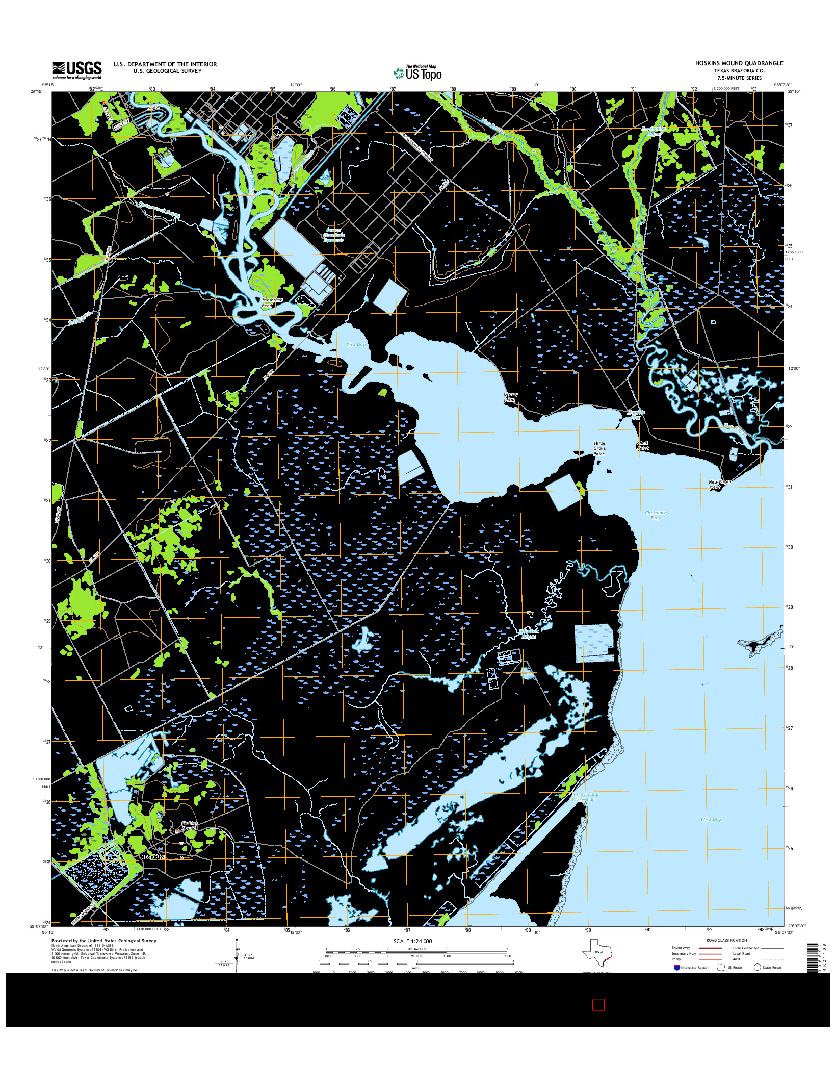 USGS US TOPO 7.5-MINUTE MAP FOR HOSKINS MOUND, TX 2016