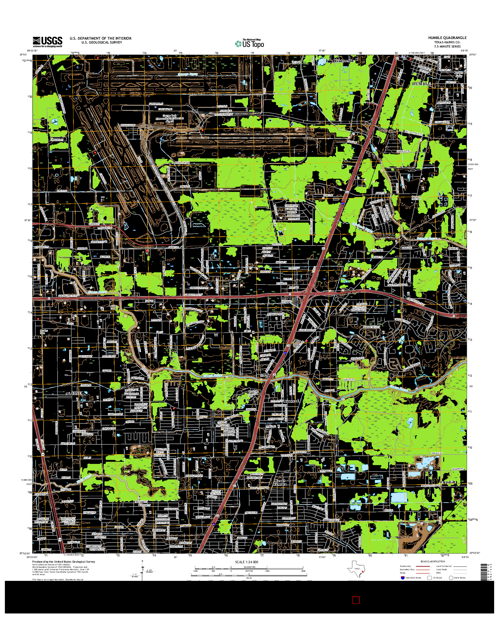 USGS US TOPO 7.5-MINUTE MAP FOR HUMBLE, TX 2016