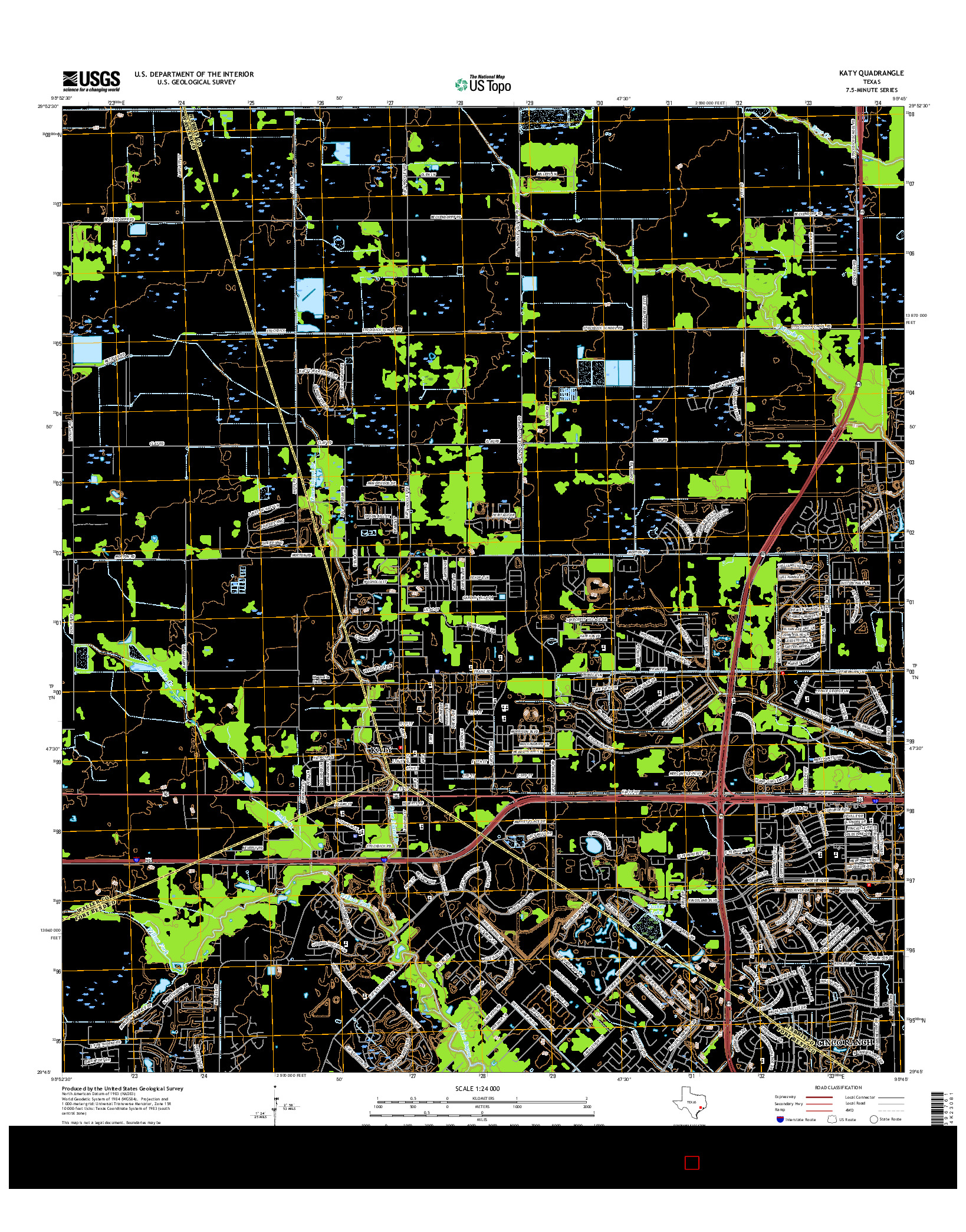 USGS US TOPO 7.5-MINUTE MAP FOR KATY, TX 2016