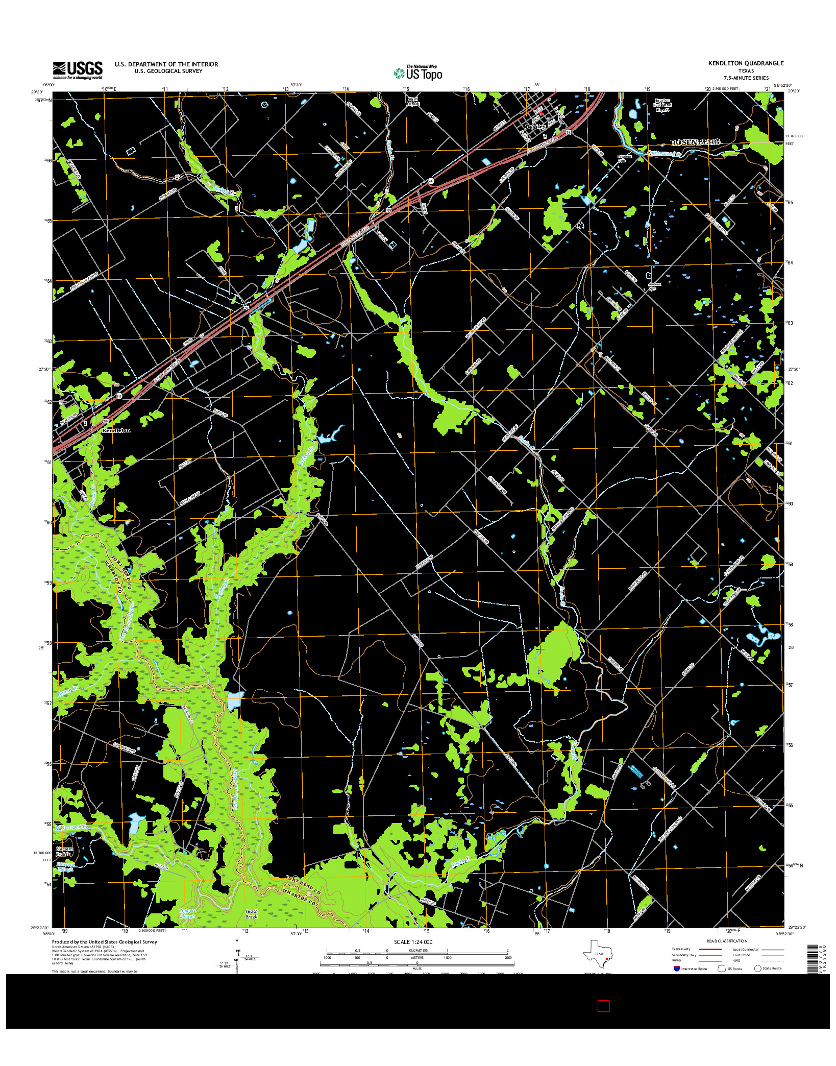 USGS US TOPO 7.5-MINUTE MAP FOR KENDLETON, TX 2016