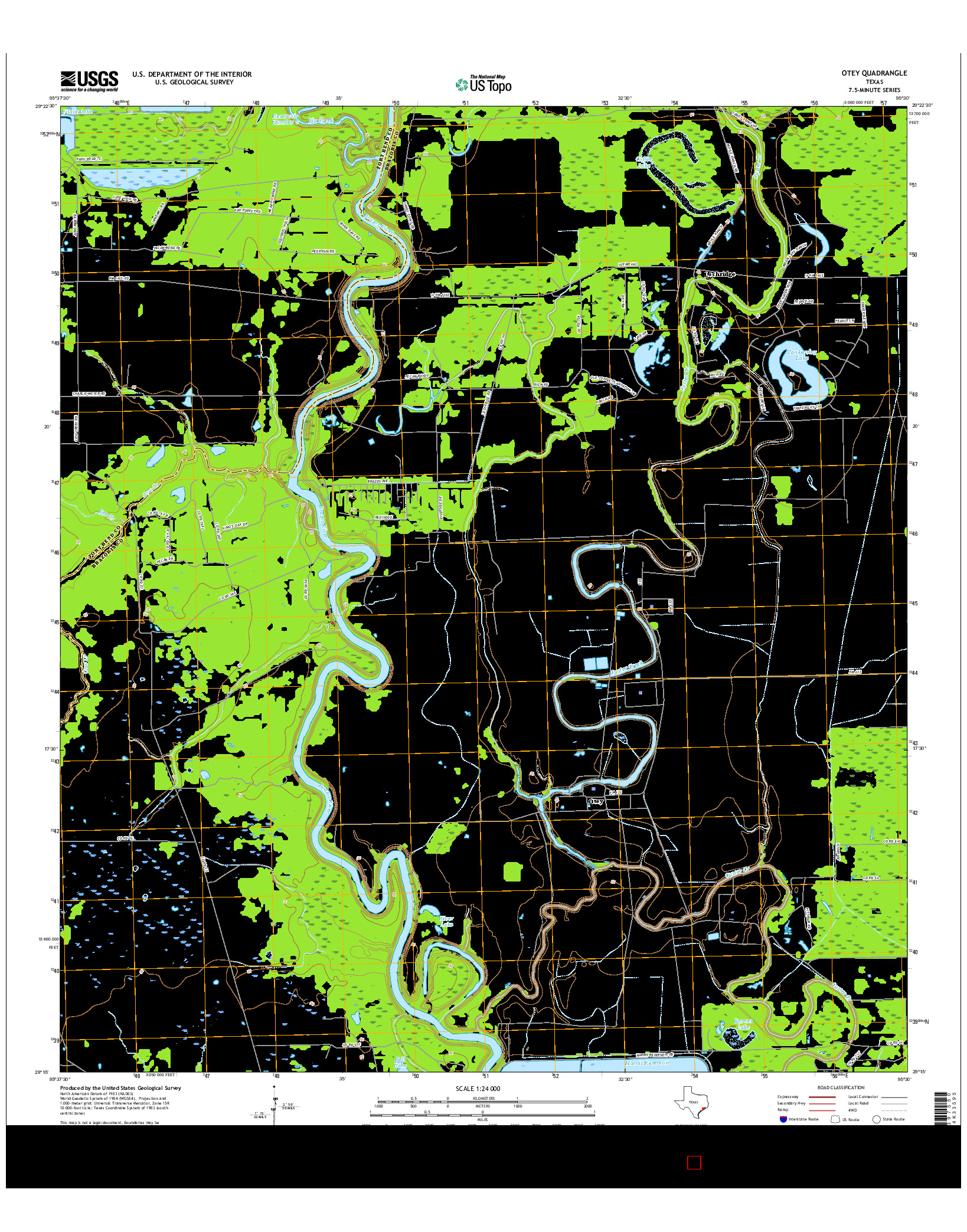 USGS US TOPO 7.5-MINUTE MAP FOR OTEY, TX 2016