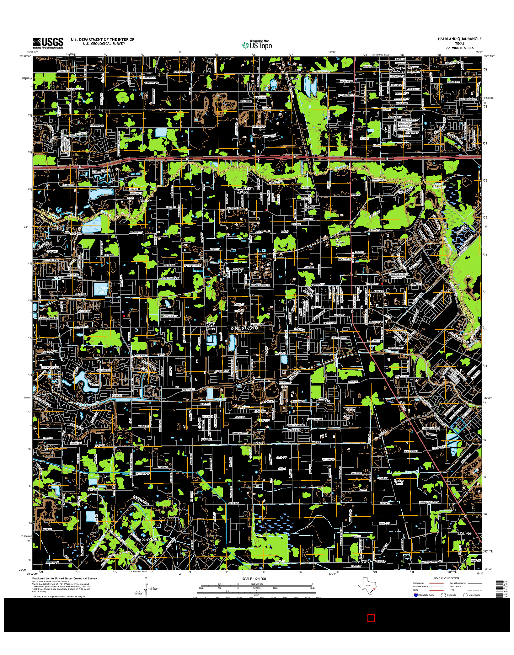 USGS US TOPO 7.5-MINUTE MAP FOR PEARLAND, TX 2016