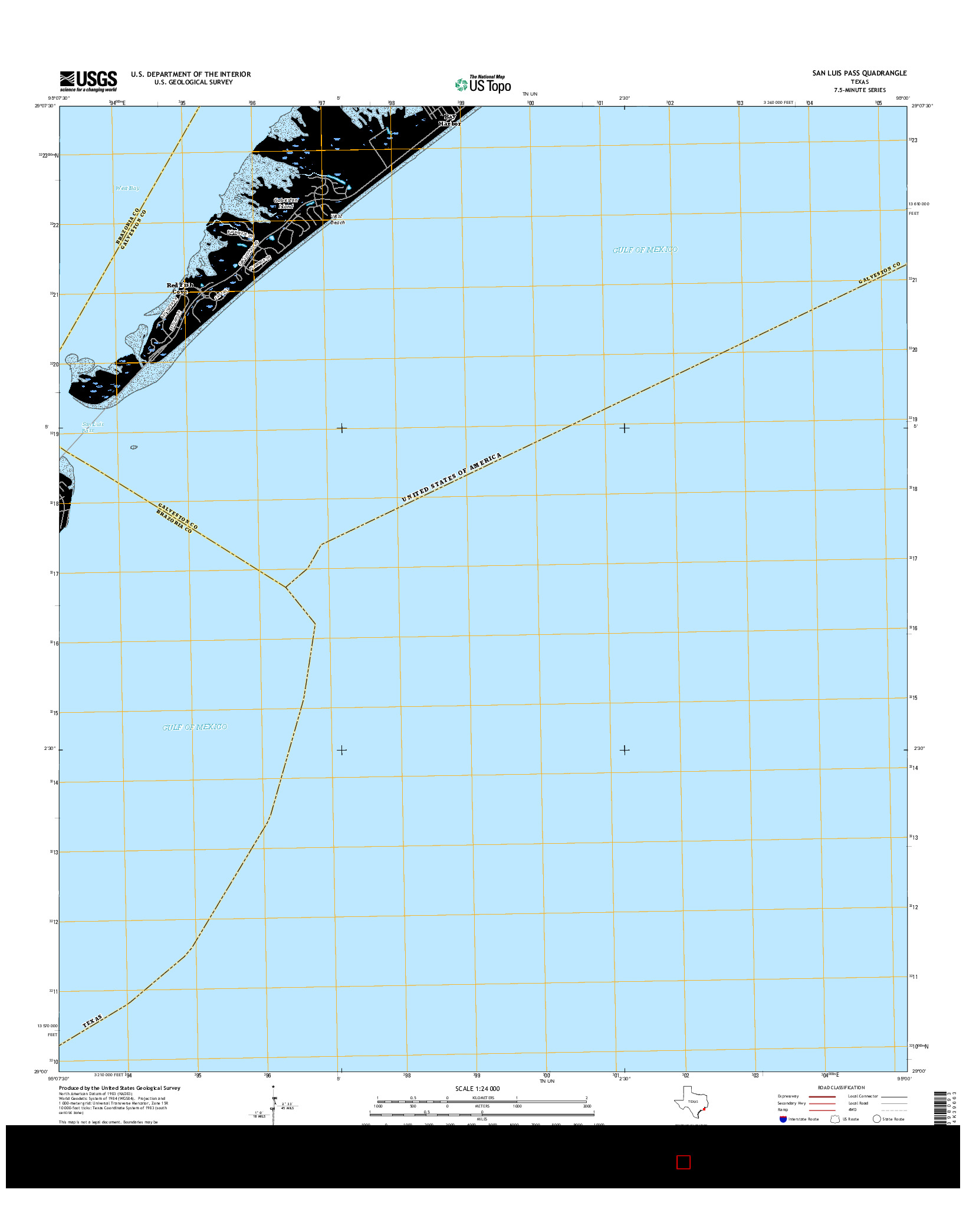 USGS US TOPO 7.5-MINUTE MAP FOR SAN LUIS PASS, TX 2016