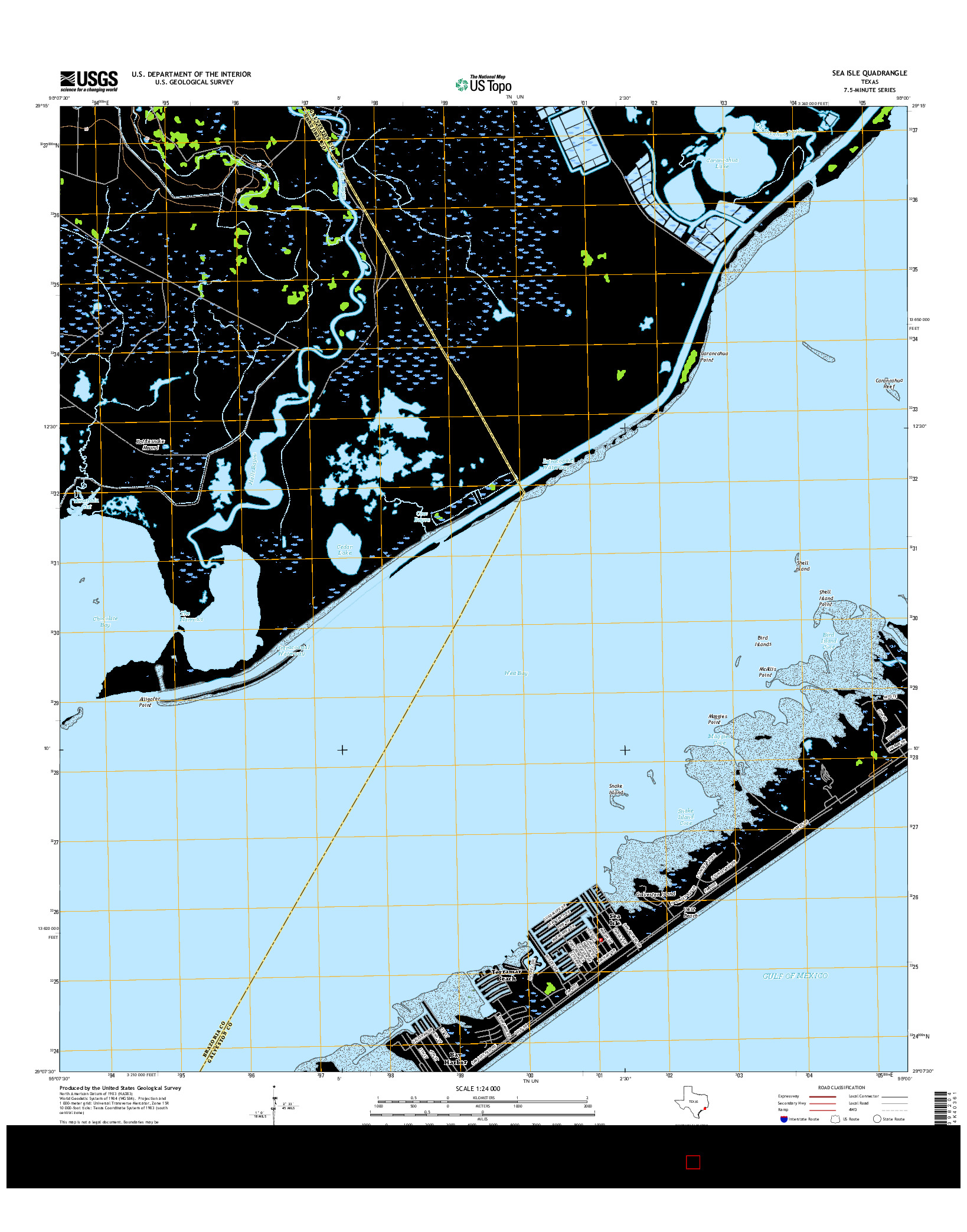 USGS US TOPO 7.5-MINUTE MAP FOR SEA ISLE, TX 2016