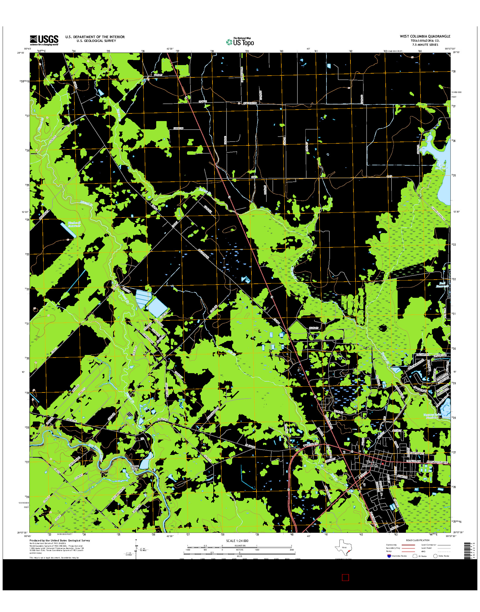 USGS US TOPO 7.5-MINUTE MAP FOR WEST COLUMBIA, TX 2016