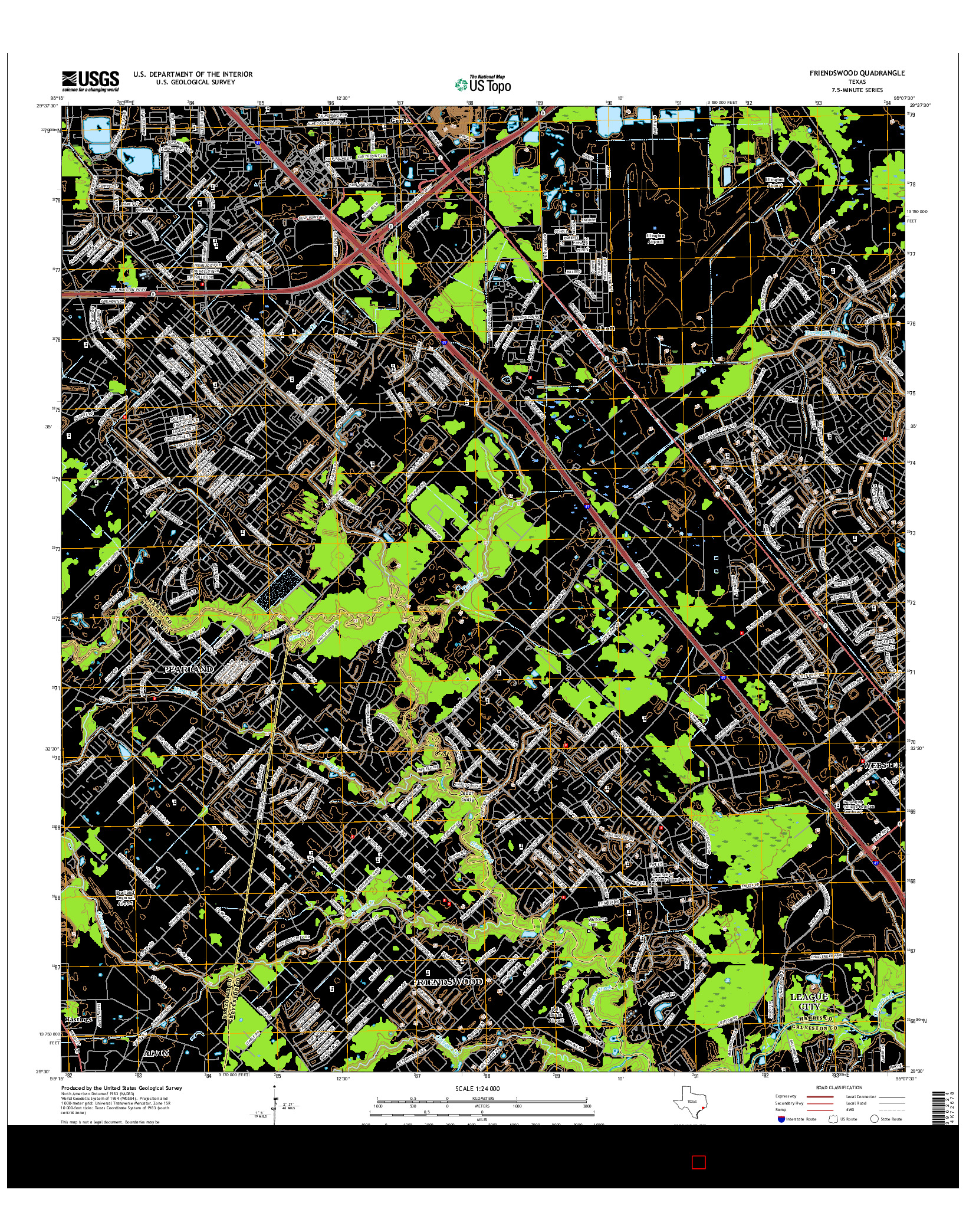 USGS US TOPO 7.5-MINUTE MAP FOR FRIENDSWOOD, TX 2016