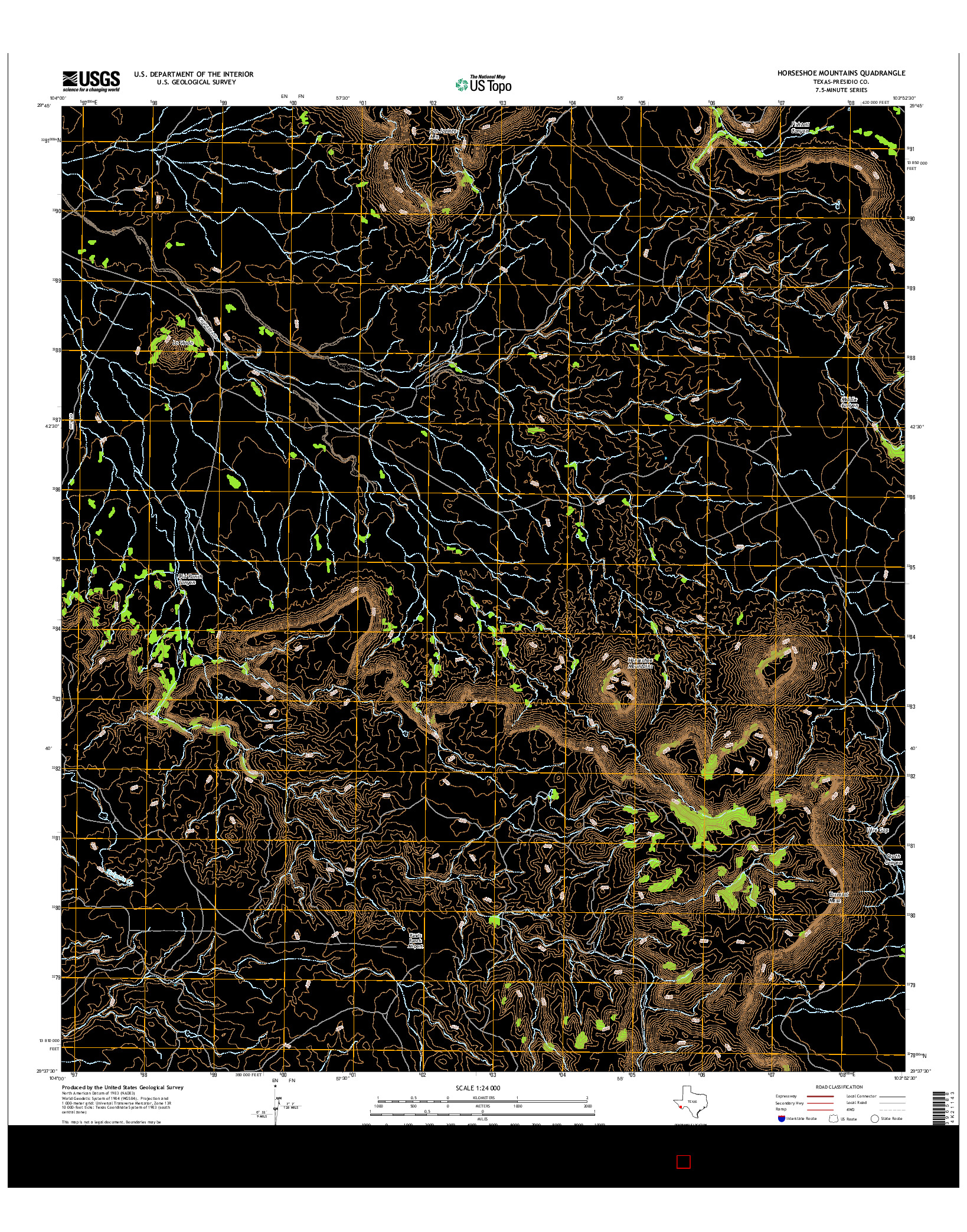 USGS US TOPO 7.5-MINUTE MAP FOR HORSESHOE MOUNTAINS, TX 2016