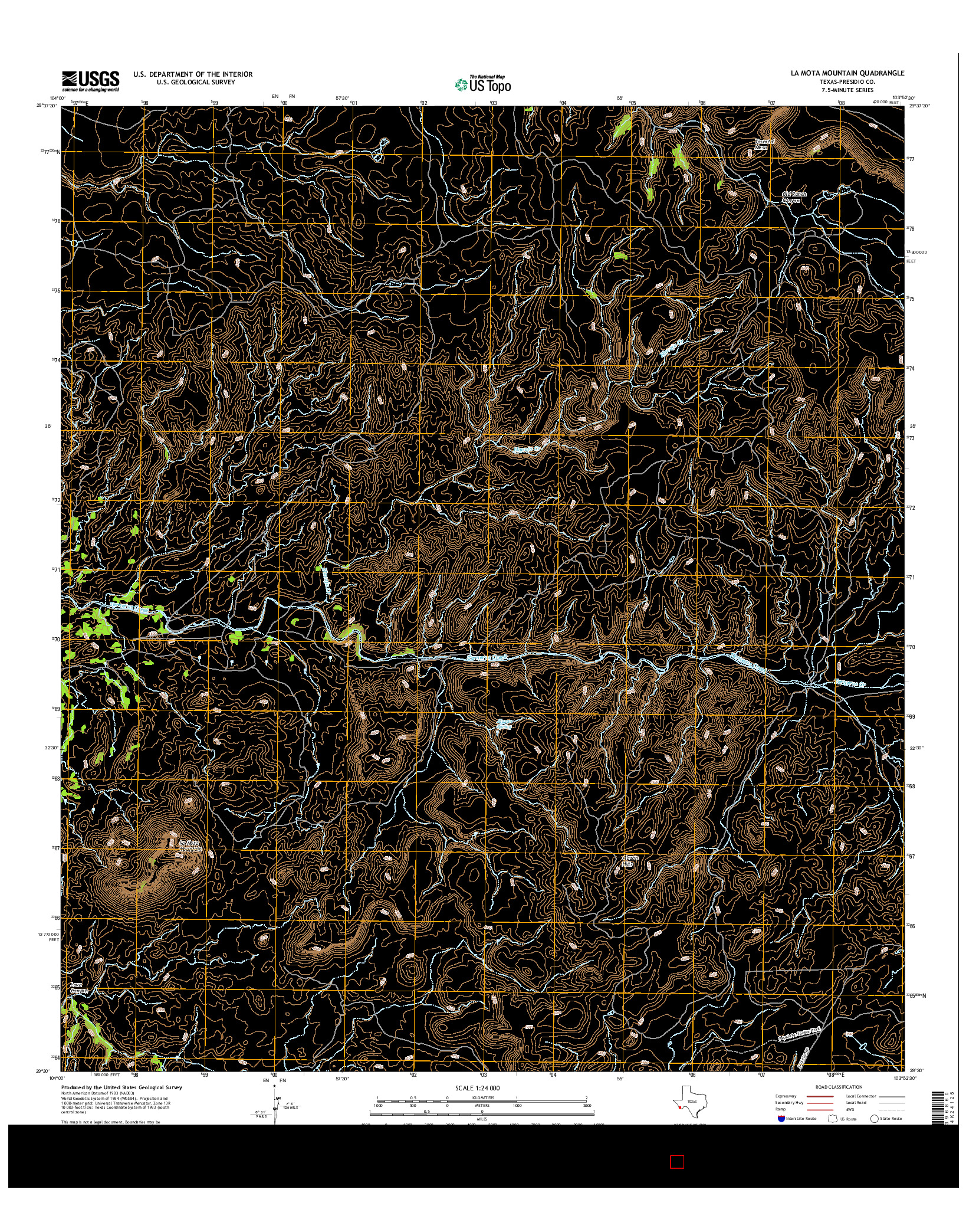 USGS US TOPO 7.5-MINUTE MAP FOR LA MOTA MOUNTAIN, TX 2016