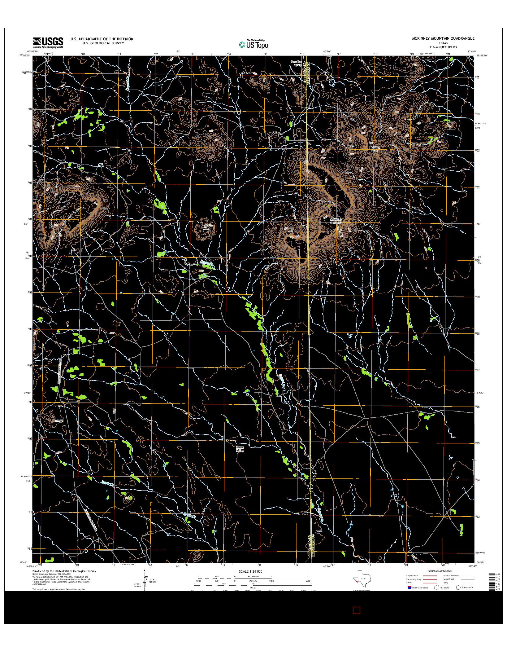 USGS US TOPO 7.5-MINUTE MAP FOR MCKINNEY MOUNTAIN, TX 2016