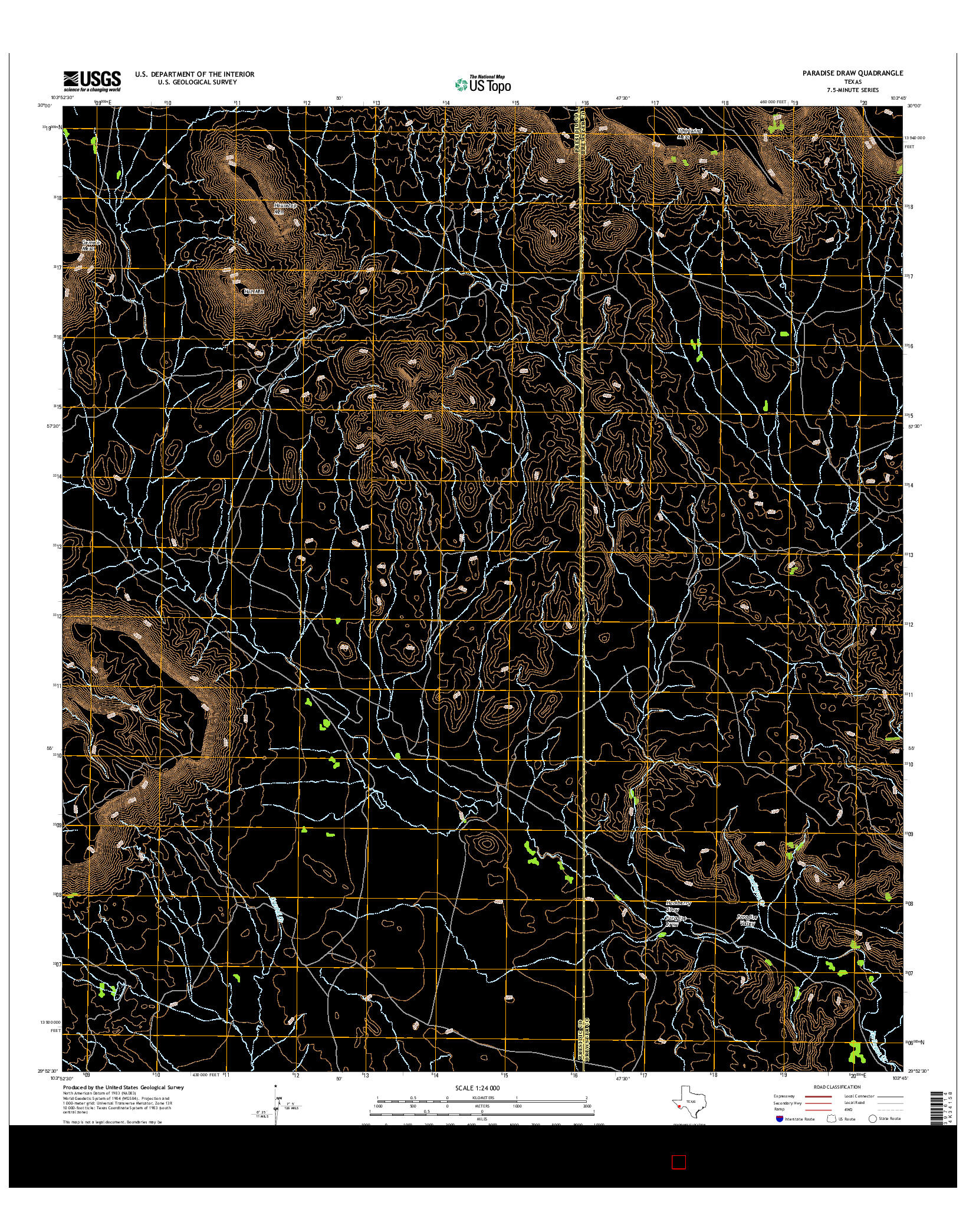 USGS US TOPO 7.5-MINUTE MAP FOR PARADISE DRAW, TX 2016