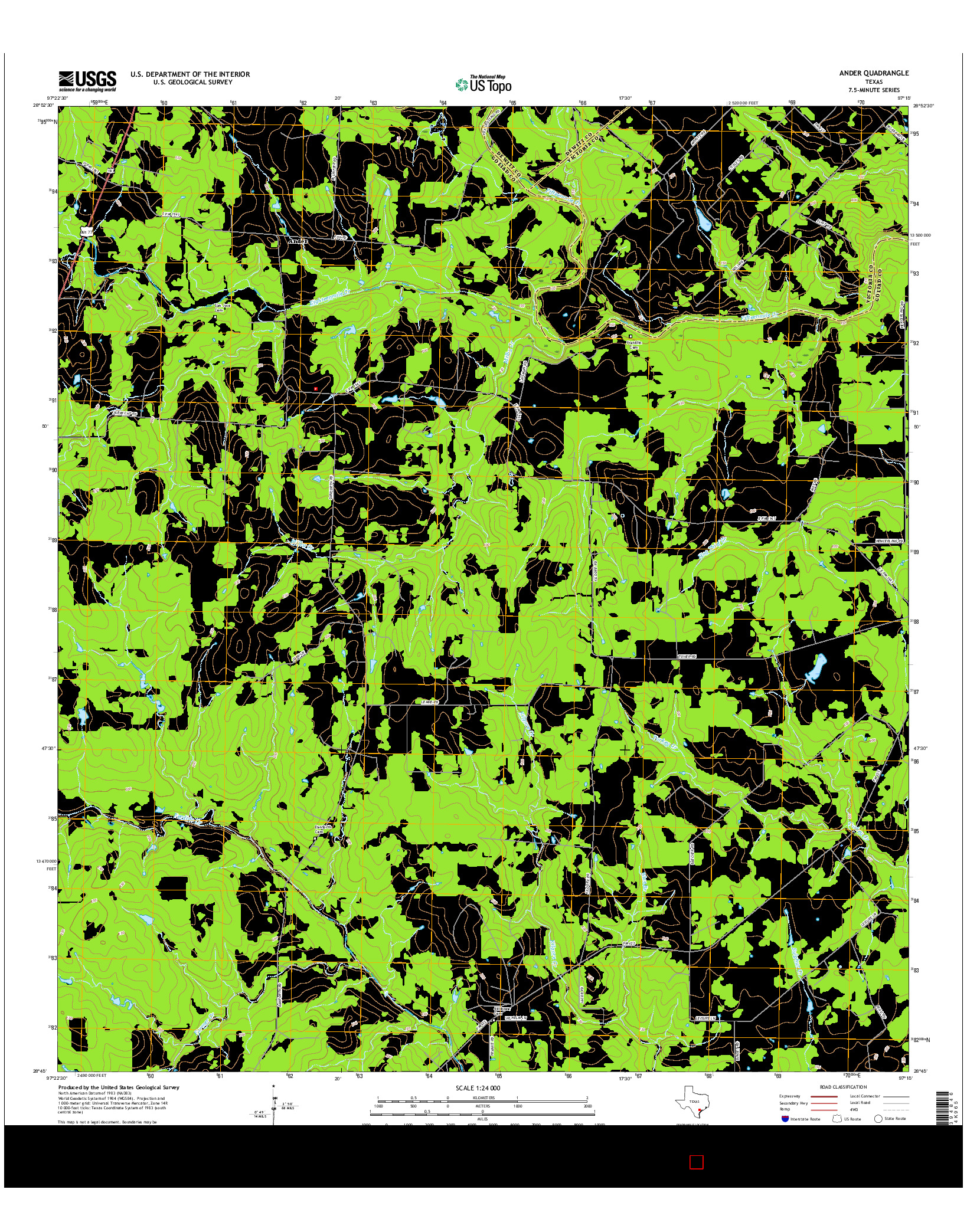 USGS US TOPO 7.5-MINUTE MAP FOR ANDER, TX 2016