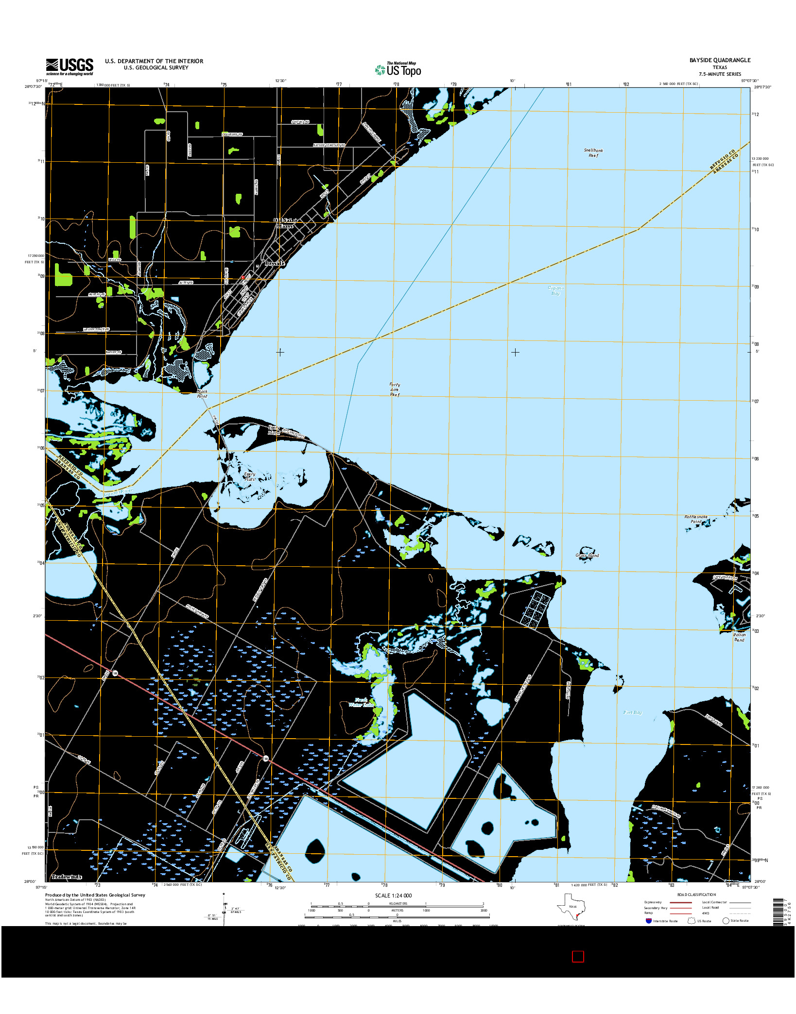 USGS US TOPO 7.5-MINUTE MAP FOR BAYSIDE, TX 2016