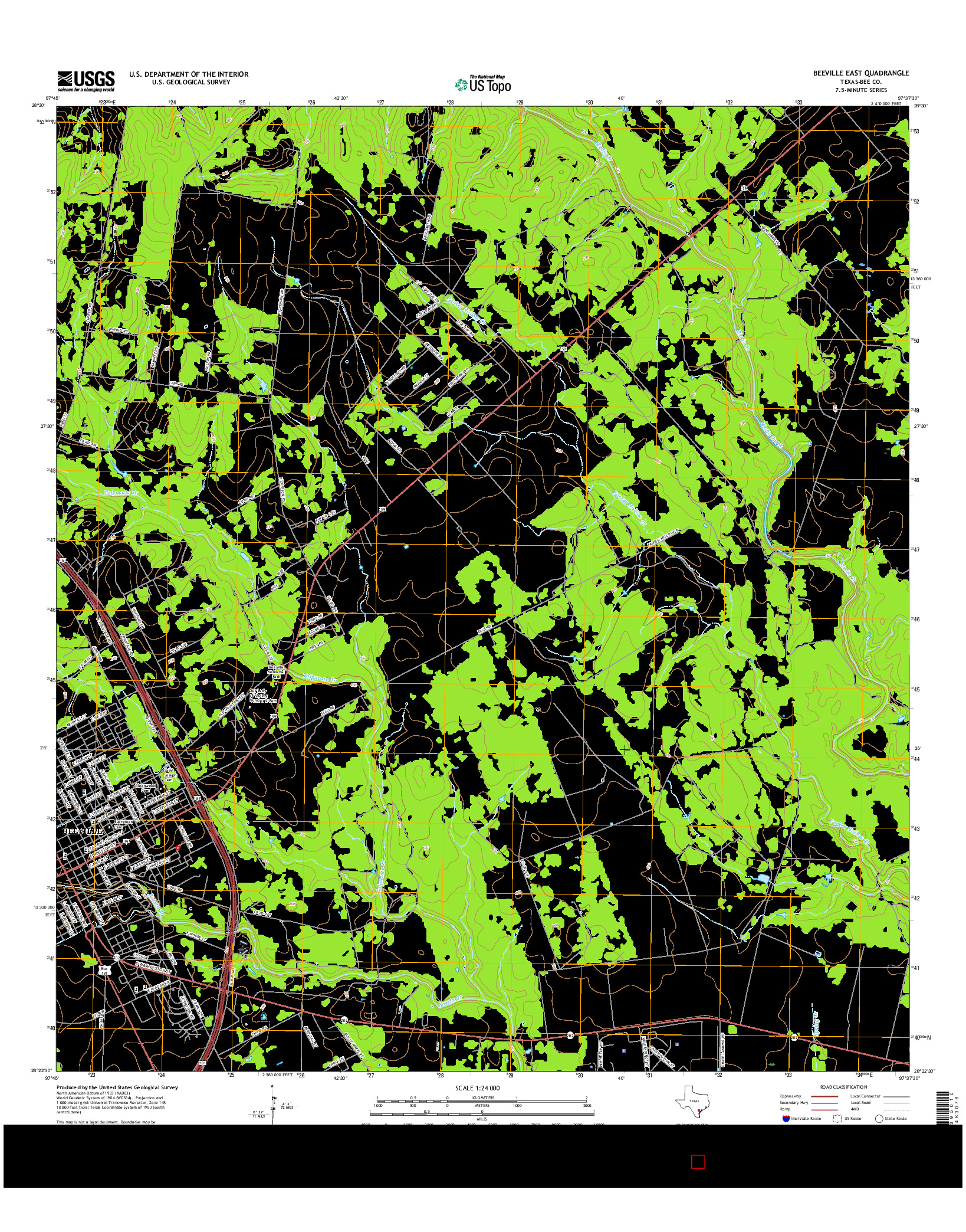 USGS US TOPO 7.5-MINUTE MAP FOR BEEVILLE EAST, TX 2016