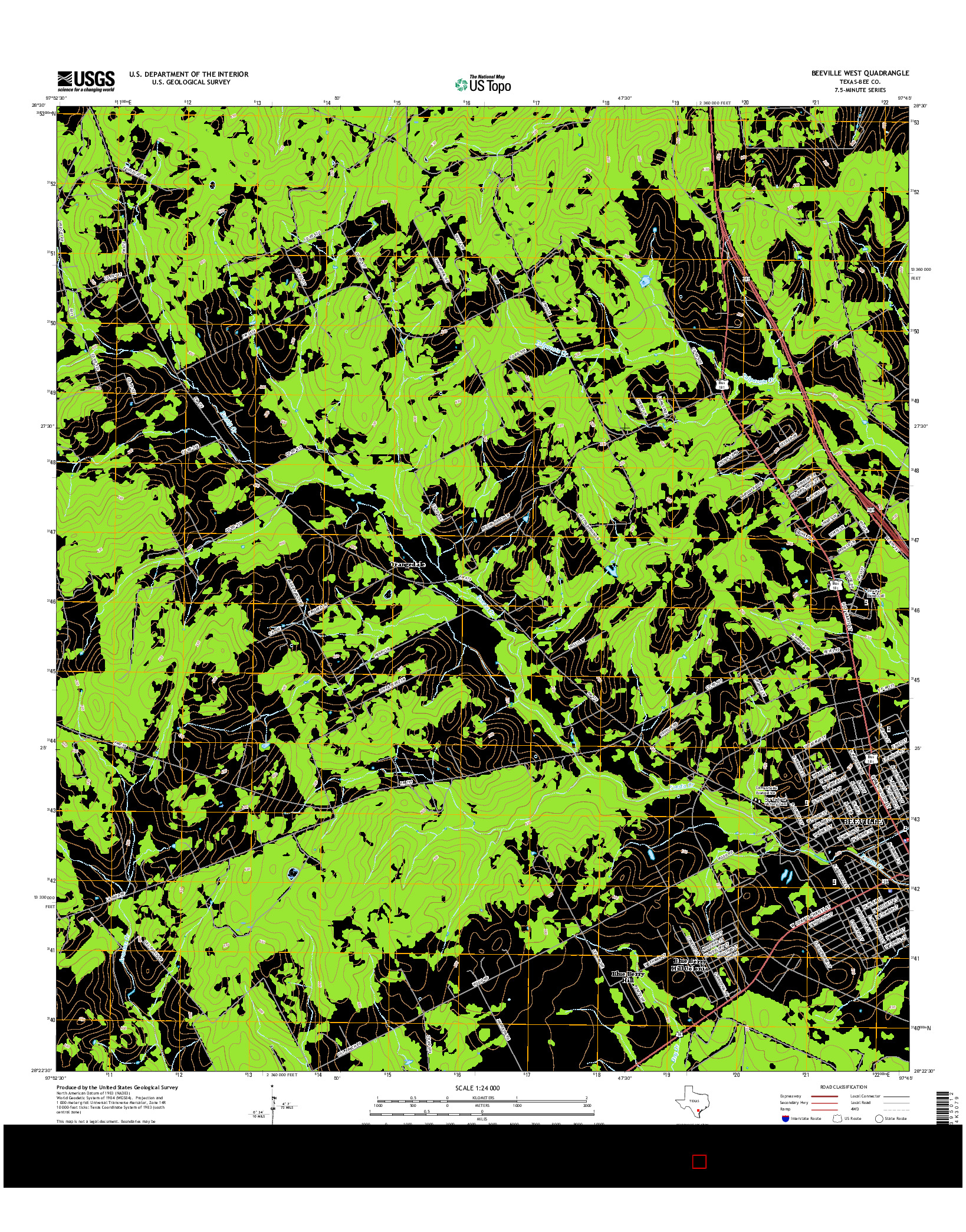 USGS US TOPO 7.5-MINUTE MAP FOR BEEVILLE WEST, TX 2016