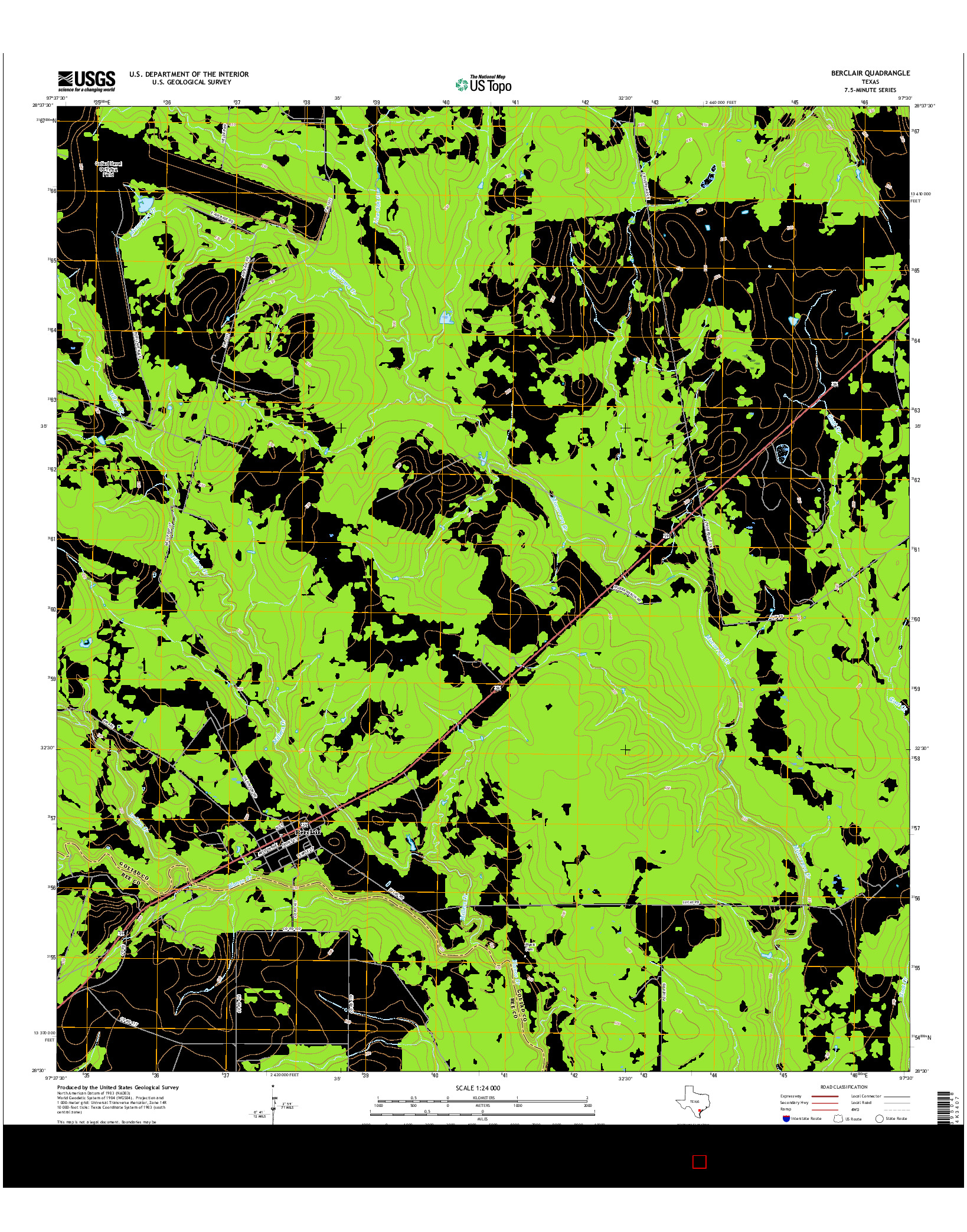 USGS US TOPO 7.5-MINUTE MAP FOR BERCLAIR, TX 2016