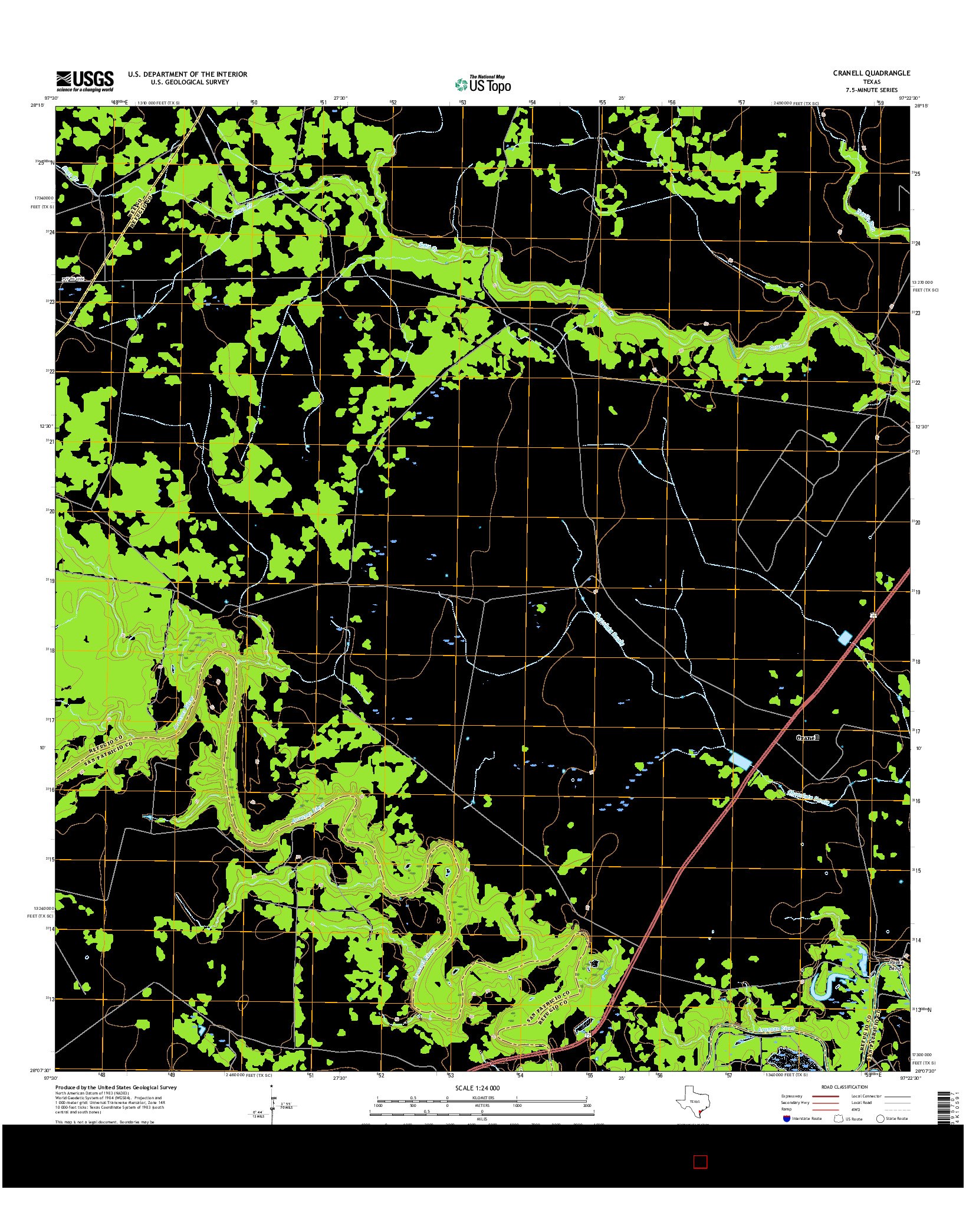 USGS US TOPO 7.5-MINUTE MAP FOR CRANELL, TX 2016