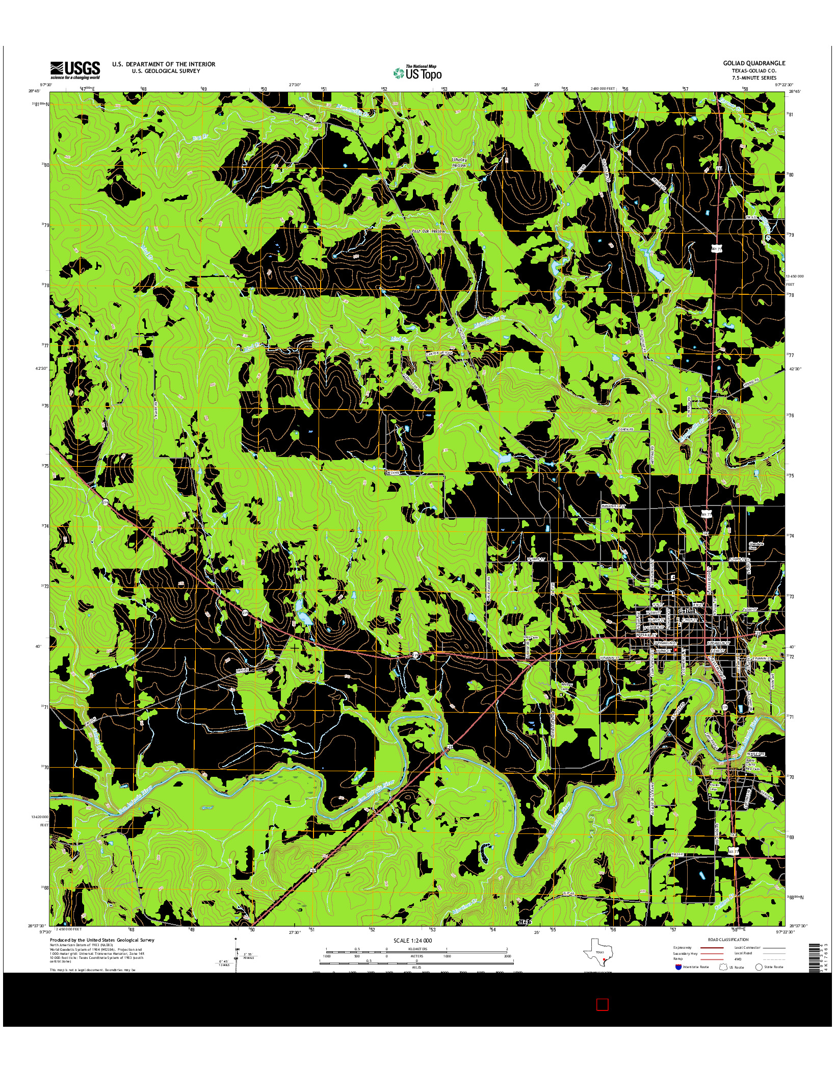 USGS US TOPO 7.5-MINUTE MAP FOR GOLIAD, TX 2016