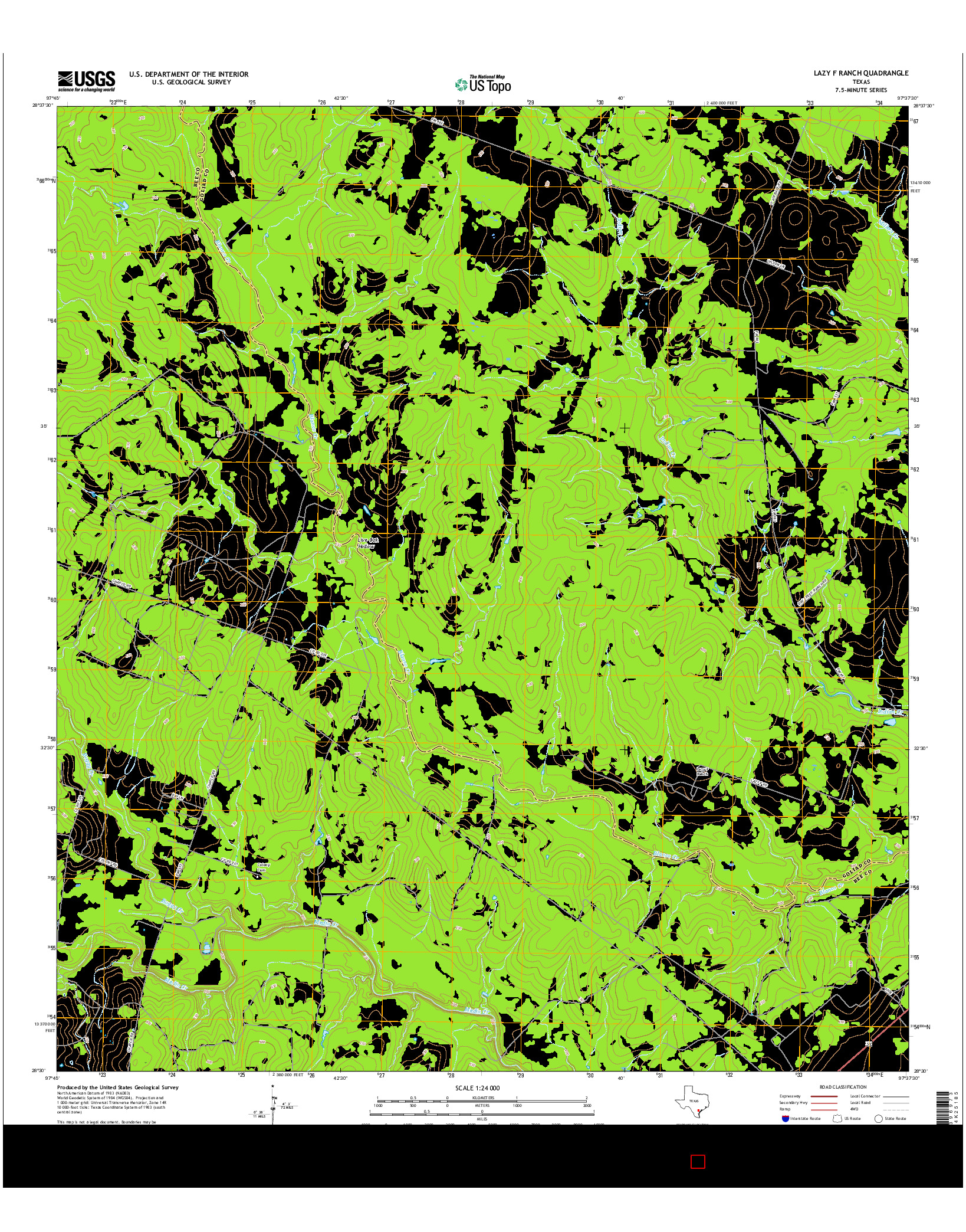 USGS US TOPO 7.5-MINUTE MAP FOR LAZY F RANCH, TX 2016