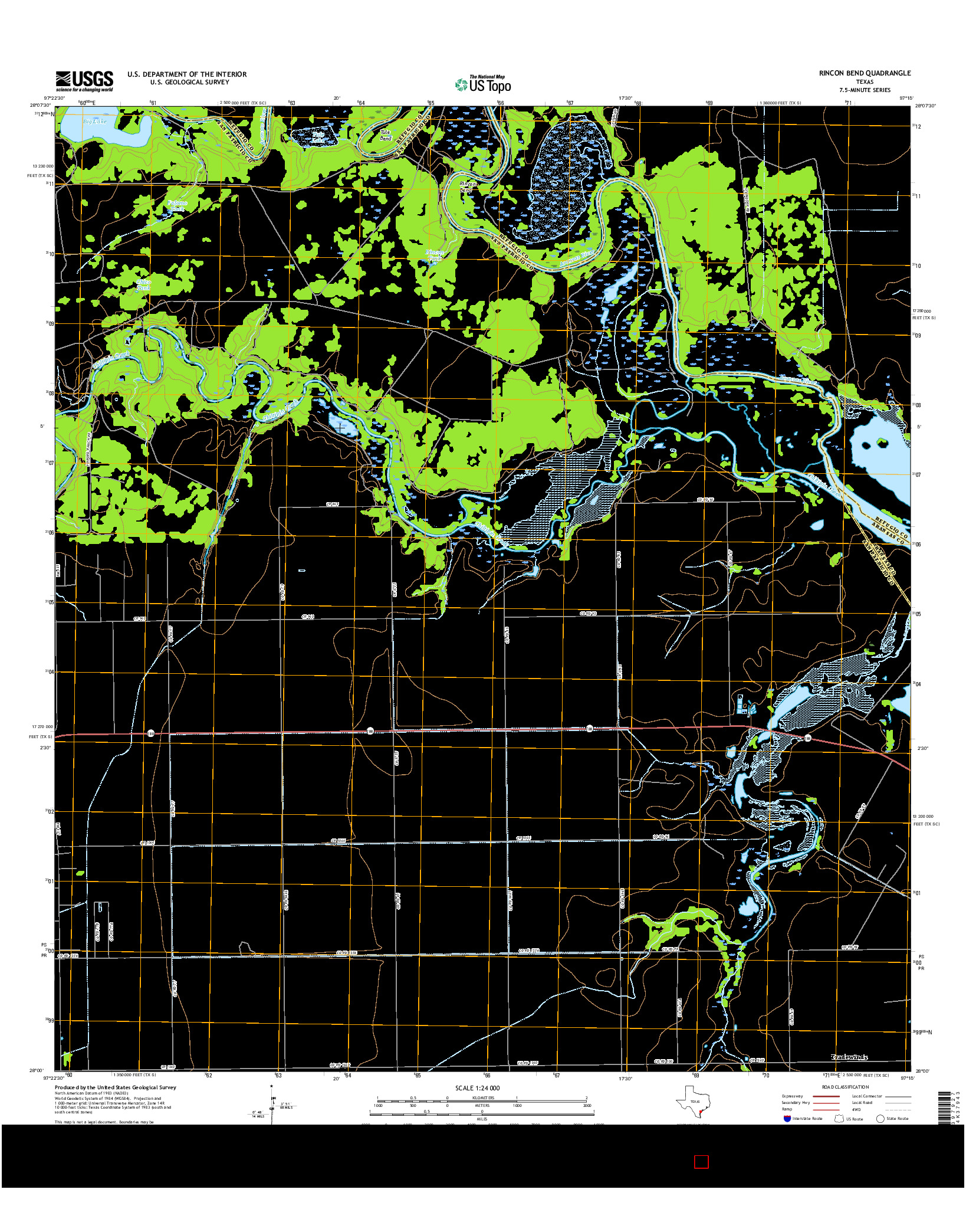 USGS US TOPO 7.5-MINUTE MAP FOR RINCON BEND, TX 2016