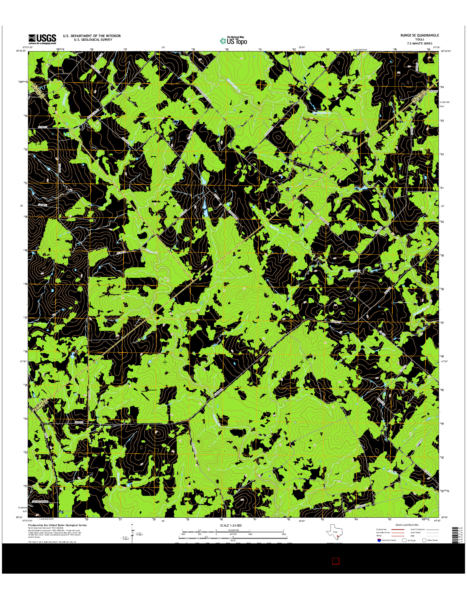 USGS US TOPO 7.5-MINUTE MAP FOR RUNGE SE, TX 2016