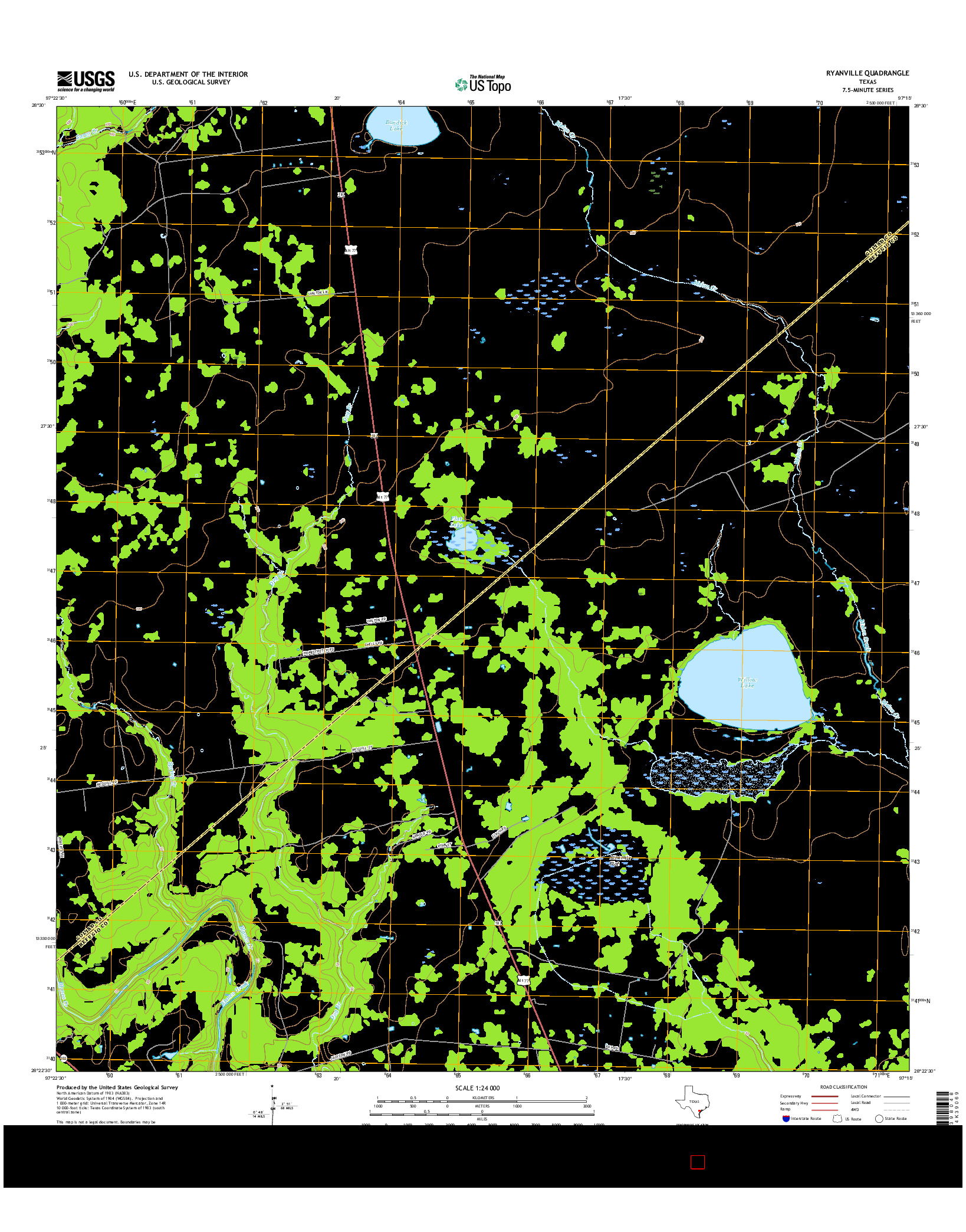 USGS US TOPO 7.5-MINUTE MAP FOR RYANVILLE, TX 2016