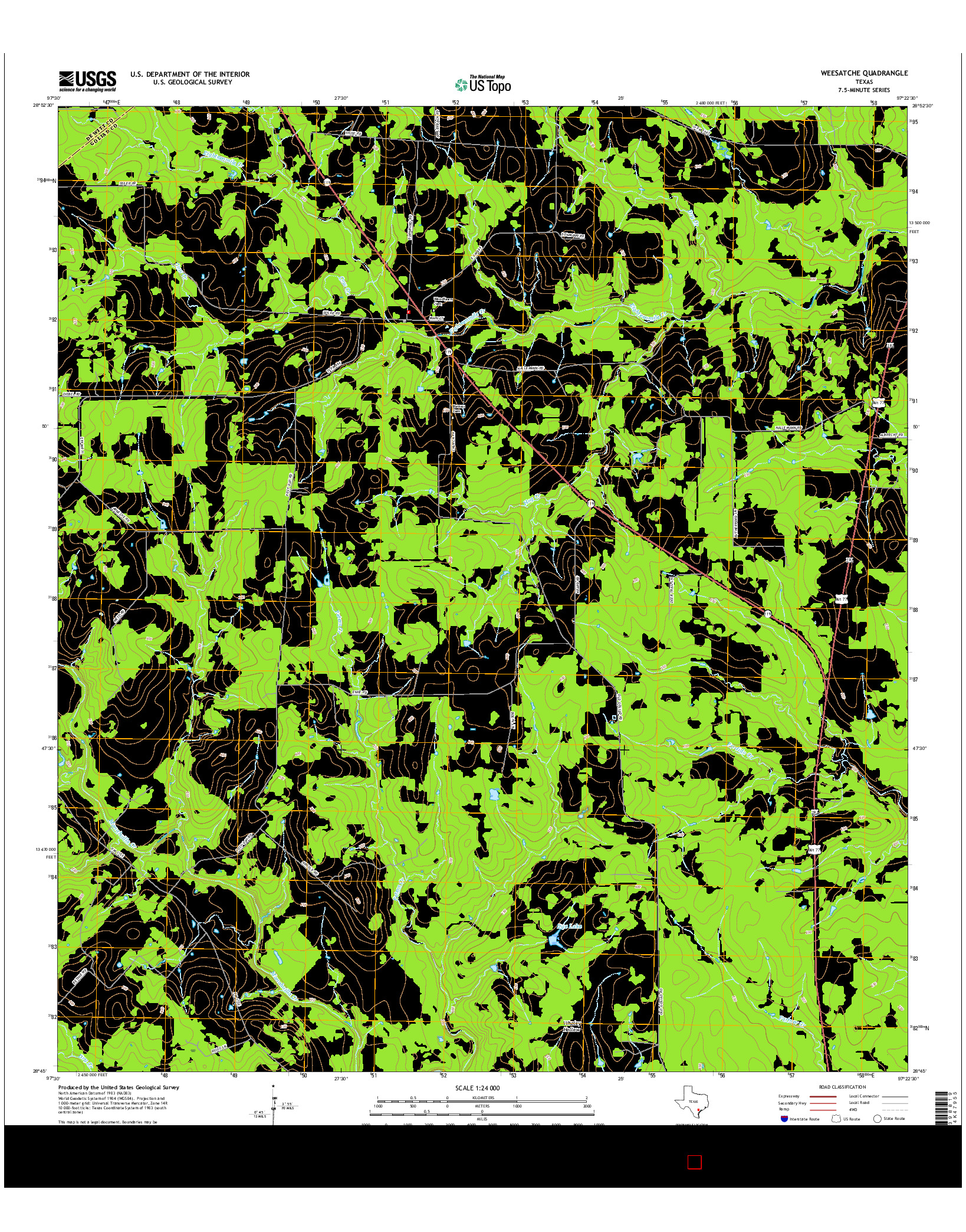 USGS US TOPO 7.5-MINUTE MAP FOR WEESATCHE, TX 2016