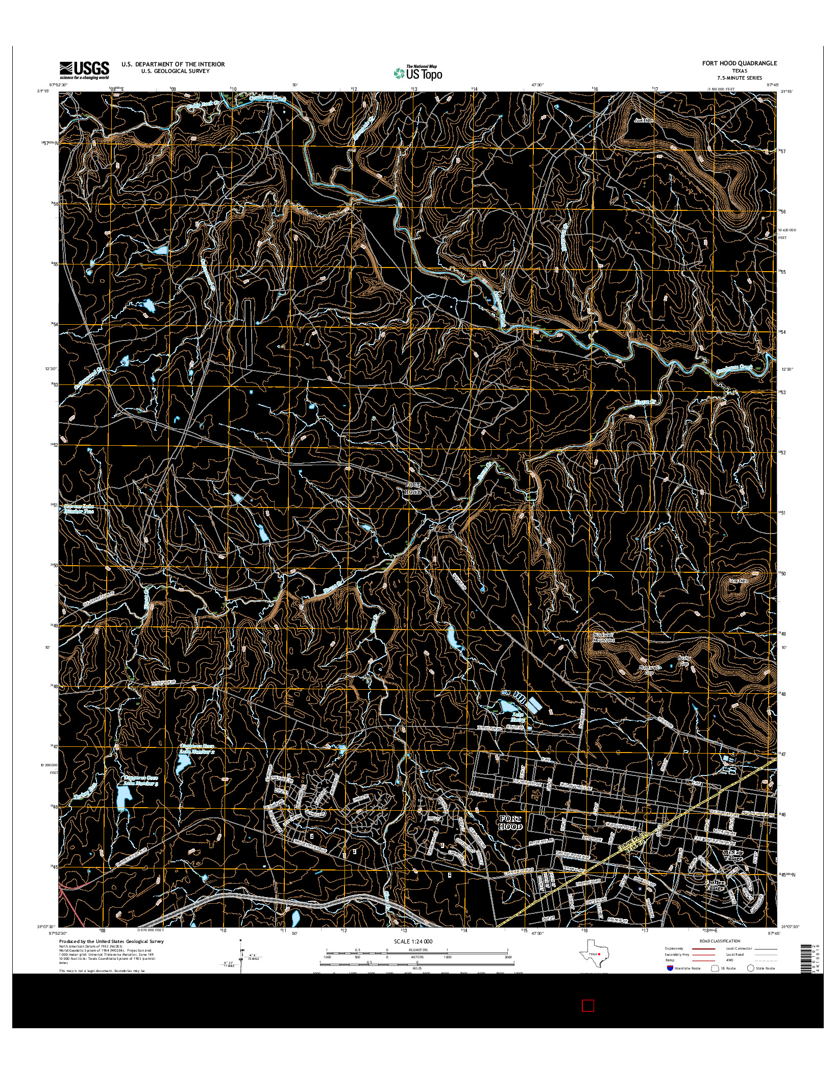 USGS US TOPO 7.5-MINUTE MAP FOR FORT HOOD, TX 2016