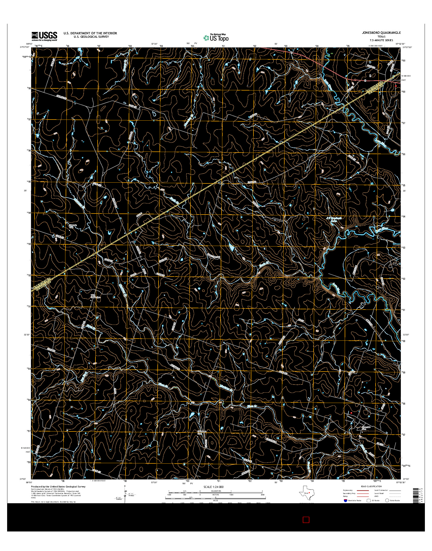 USGS US TOPO 7.5-MINUTE MAP FOR JONESBORO, TX 2016