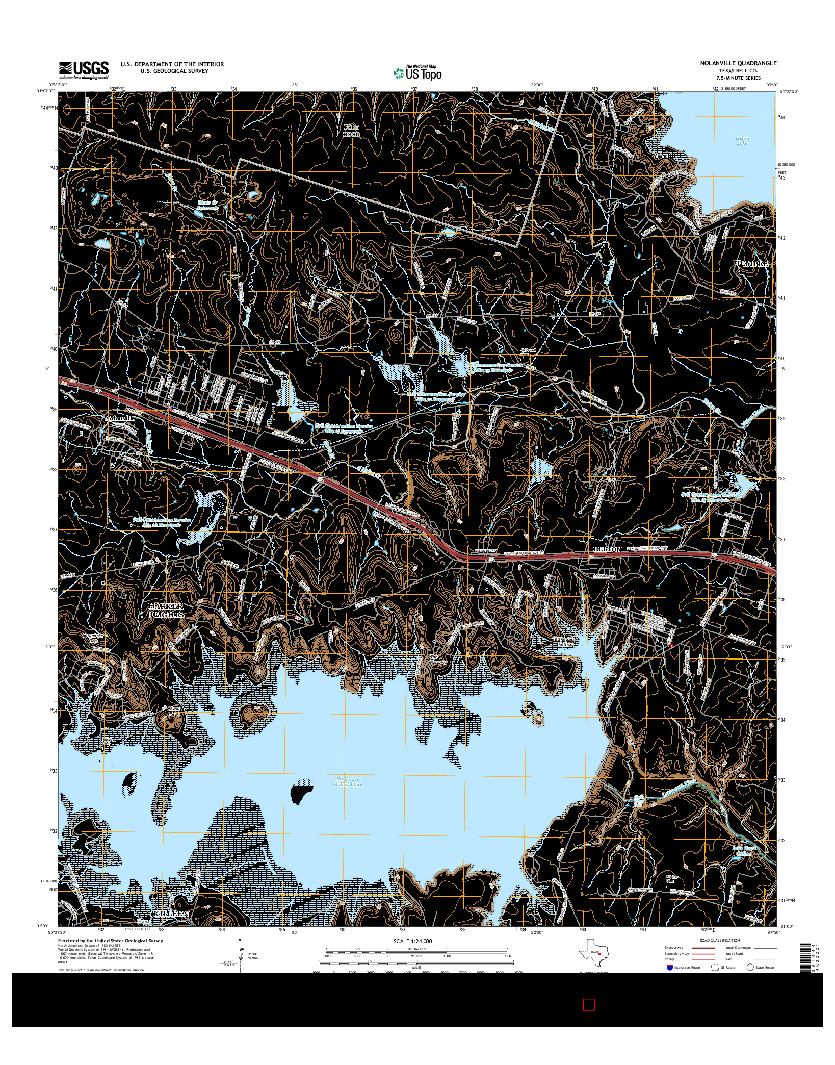 USGS US TOPO 7.5-MINUTE MAP FOR NOLANVILLE, TX 2016