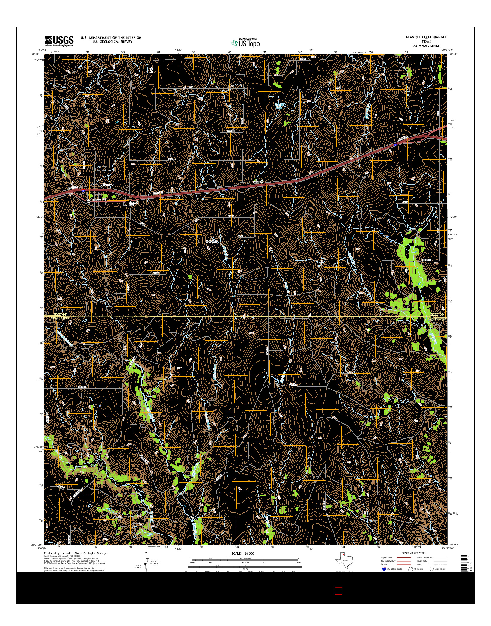 USGS US TOPO 7.5-MINUTE MAP FOR ALANREED, TX 2016