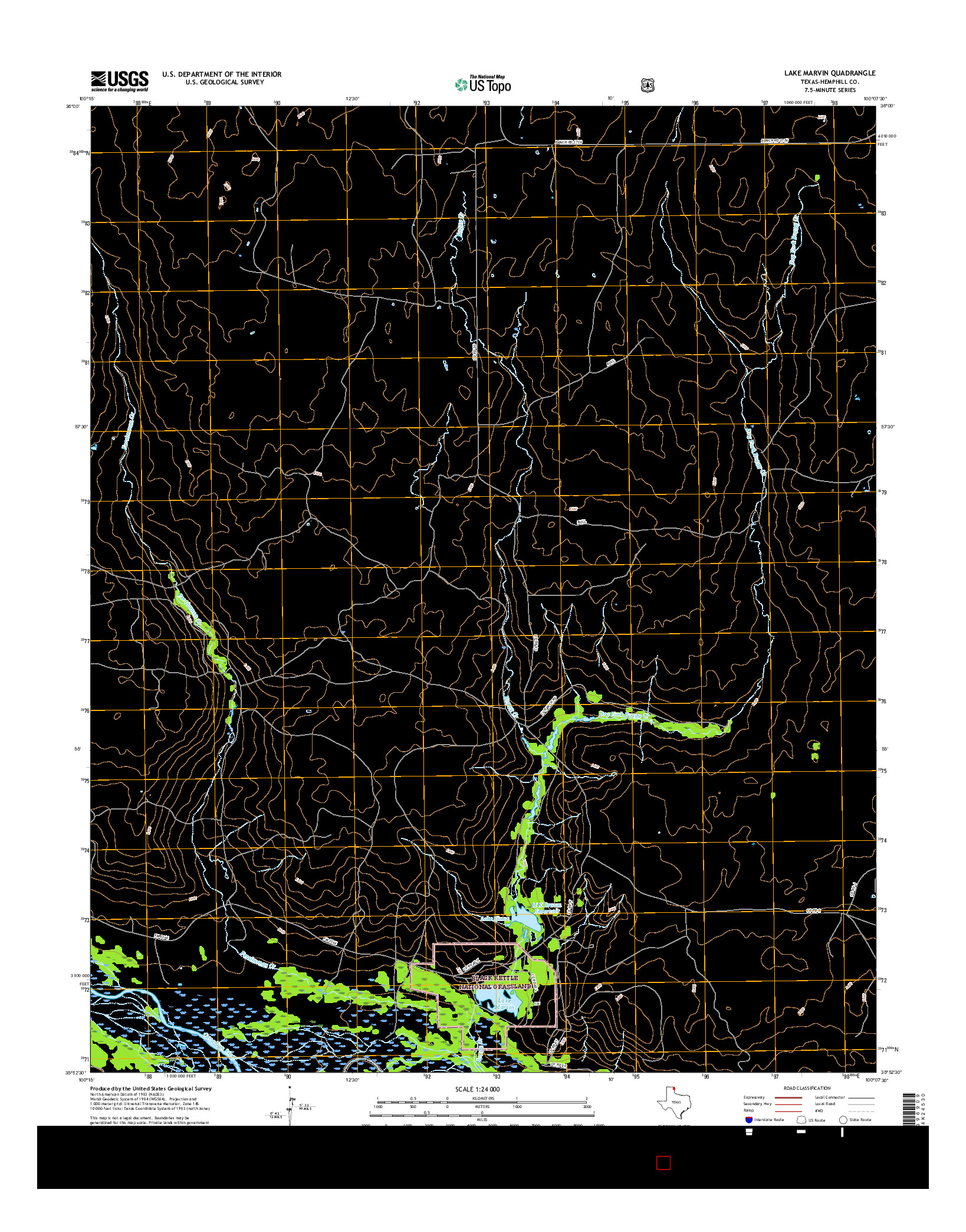 USGS US TOPO 7.5-MINUTE MAP FOR LAKE MARVIN, TX 2016