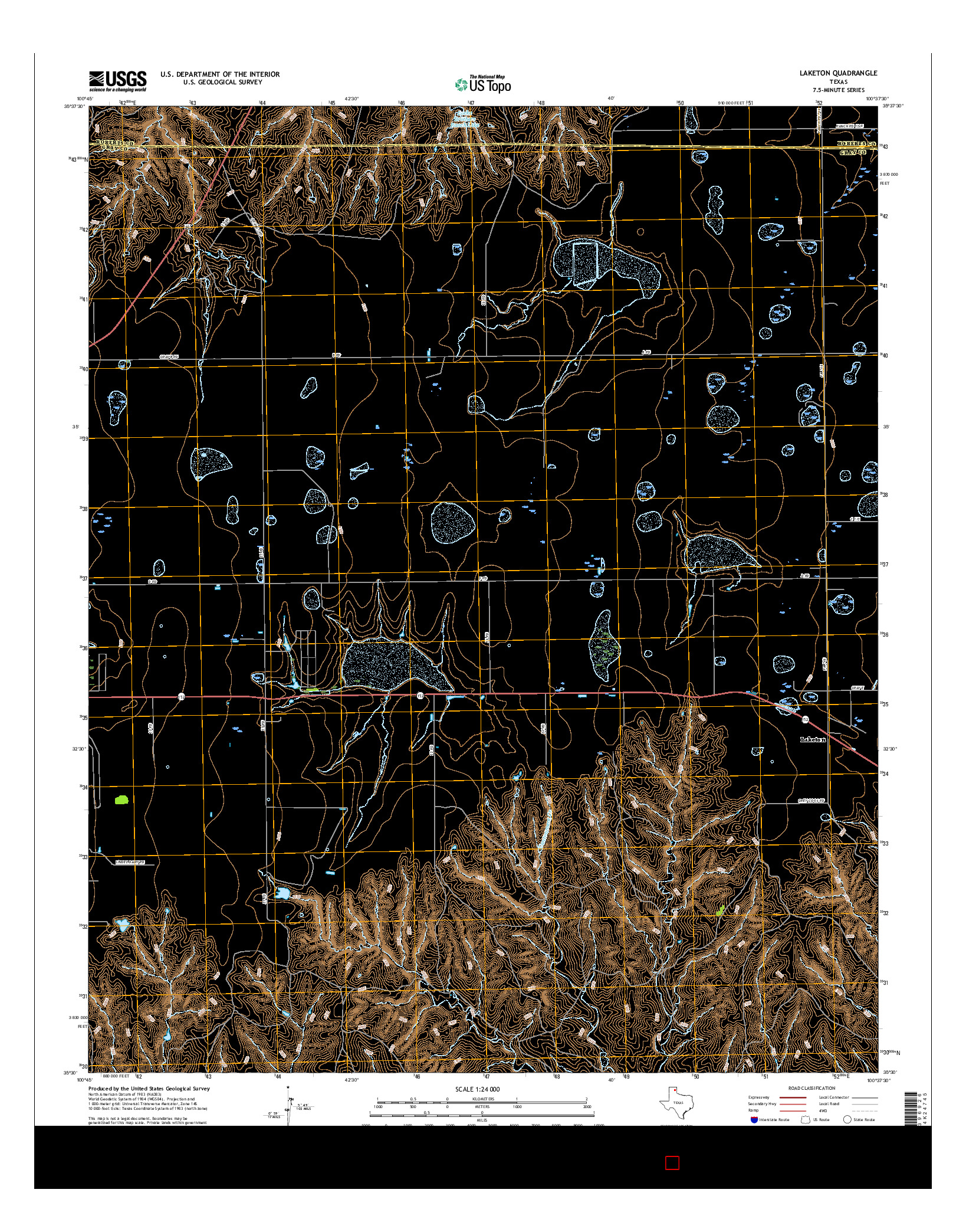 USGS US TOPO 7.5-MINUTE MAP FOR LAKETON, TX 2016