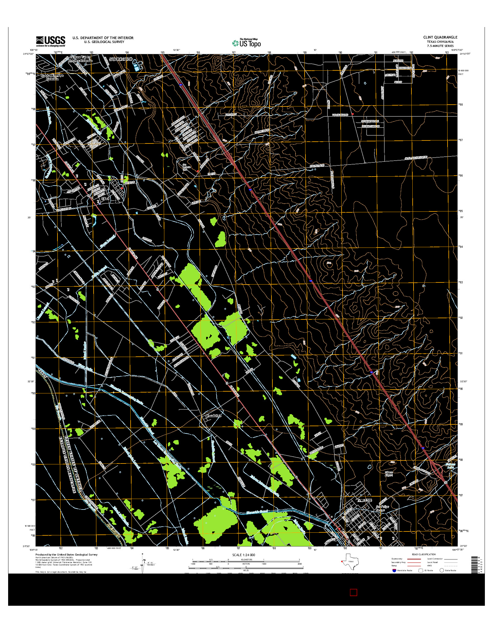 USGS US TOPO 7.5-MINUTE MAP FOR CLINT, TX-CHH 2016