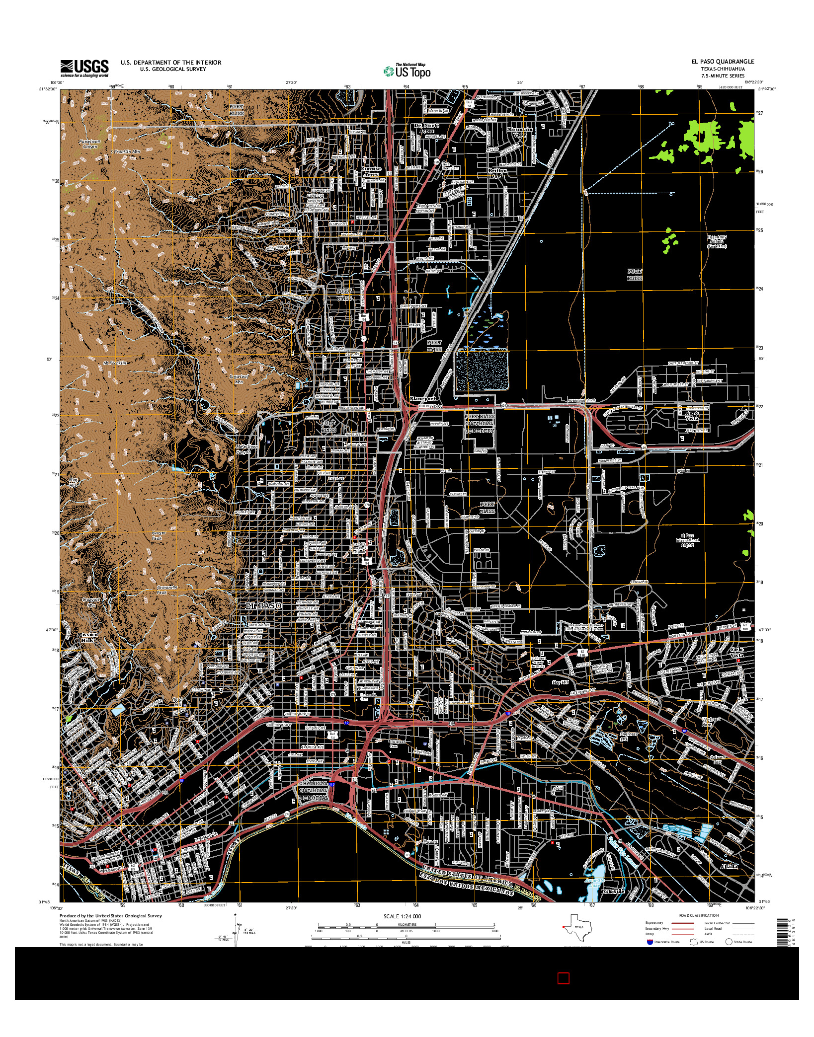 USGS US TOPO 7.5-MINUTE MAP FOR EL PASO, TX-CHH 2016