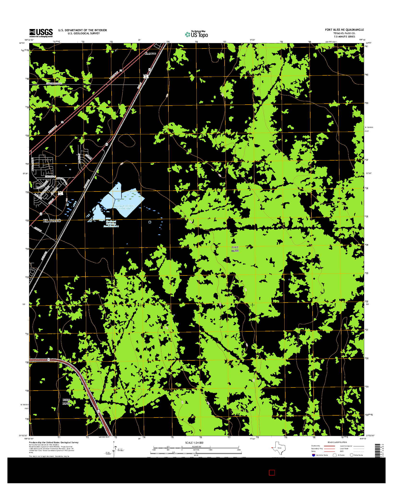 USGS US TOPO 7.5-MINUTE MAP FOR FORT BLISS NE, TX 2016